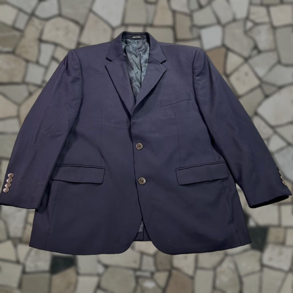 Joseph Joseph & Feiss Gold Blazer Mens 42 Short Navy Blue Wool Classic Fit Sport Coat Size US 42 / EU 58 - 1 Thumbnail