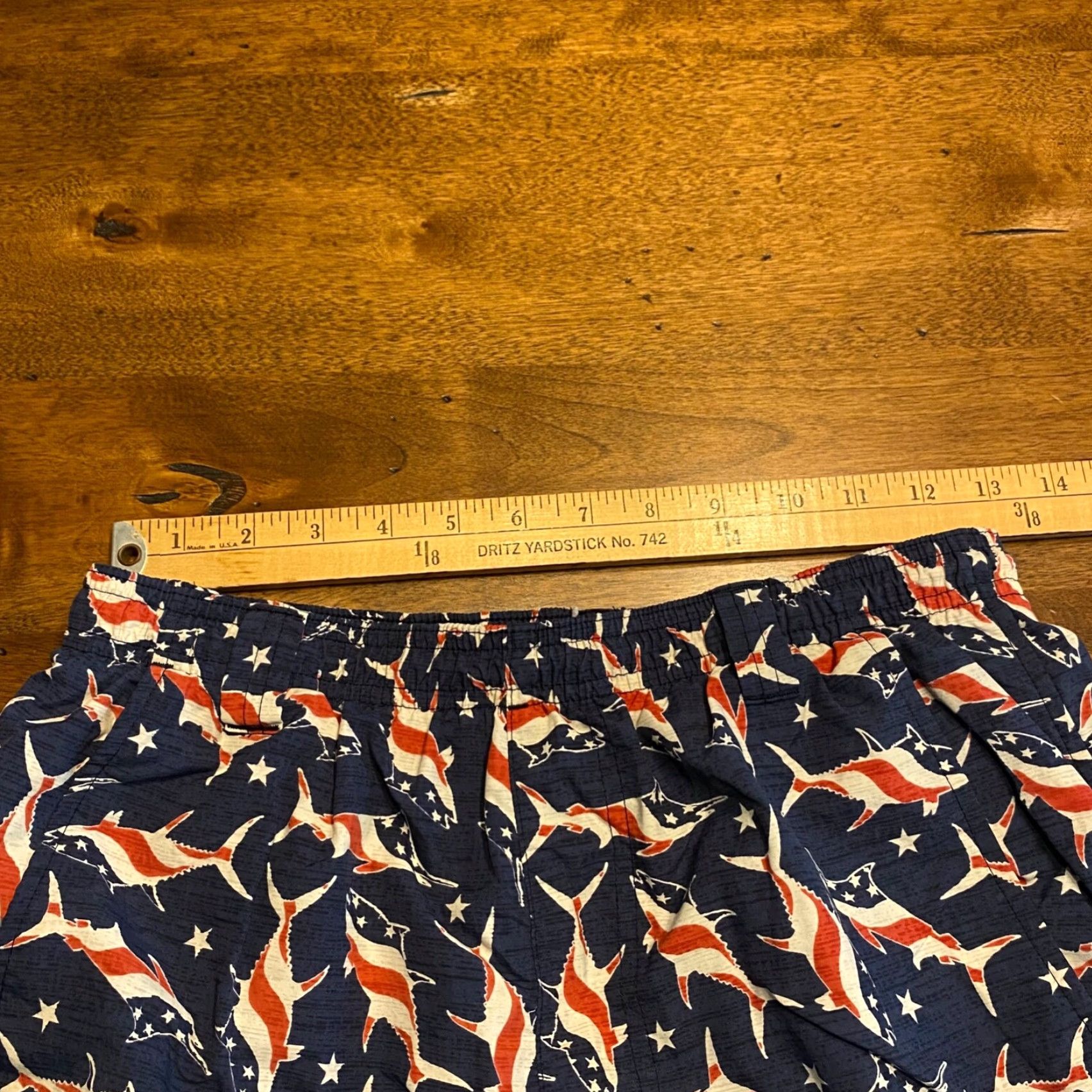Vintage Columbia PFG Swim Trunks Mens S Blue Red Fish Drawstring Board Shorts 6" Beach Sports Mens Size US 29 - 6 Thumbnail