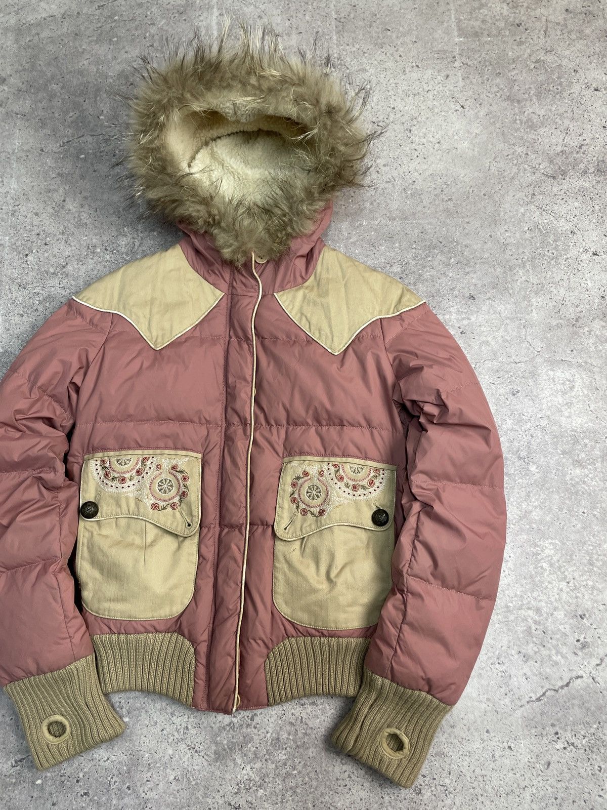 Le Grande Bleu (L.G.B.) Vintage Y2K Parasuco Cult Faux Fur Trim Girly Puffer Jacket Size S / US 4 / IT 40 - 3 Thumbnail