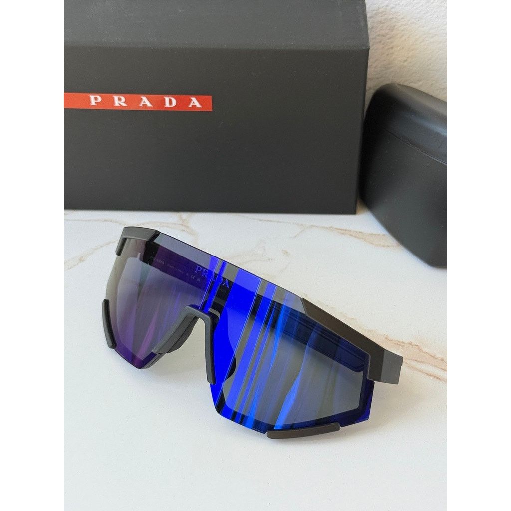 Prada NEW Prada Sport PS04WS Sunglasses in Black Blue Mirror $480 Size ONE SIZE - 2 Thumbnail