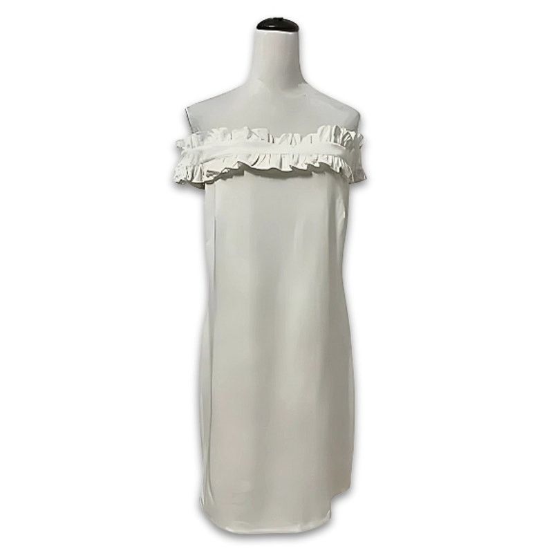 Other Marina Mini Shift Dress Ruffle Strapless/Off-Shoulder White Size M / US 6-8 / IT 42-44 - 2 Thumbnail
