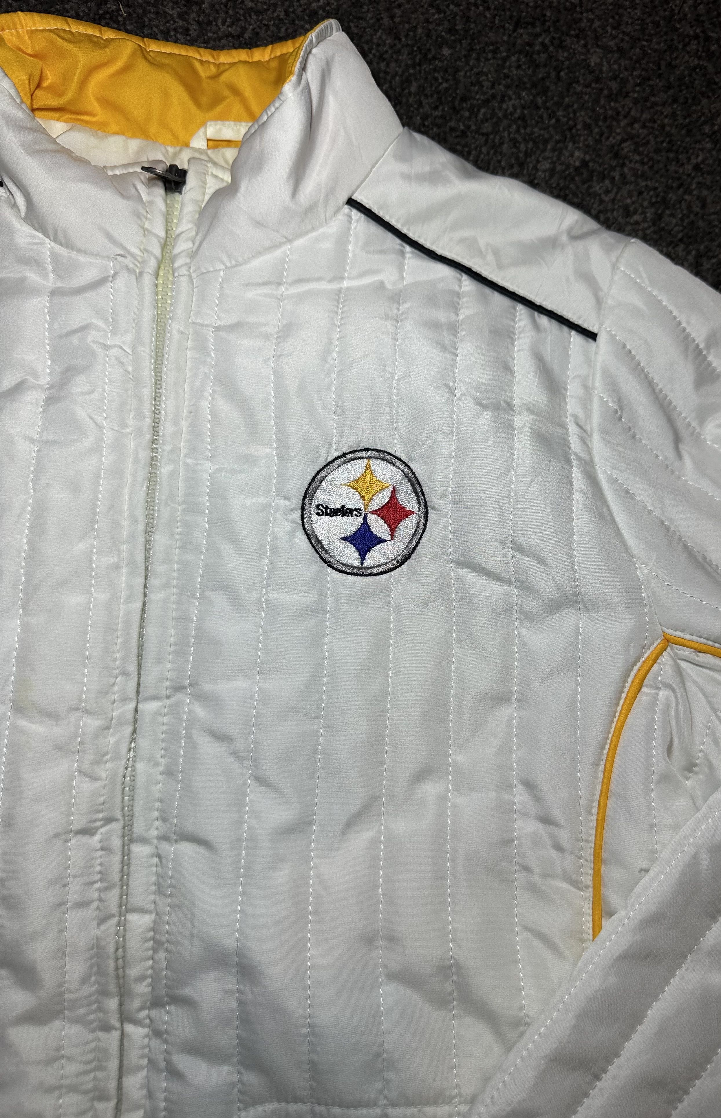 NFL Vintage 2010s Pittsburgh Steelers White Quilted Jacket Size M / US 6-8 / IT 42-44 - 4 Thumbnail