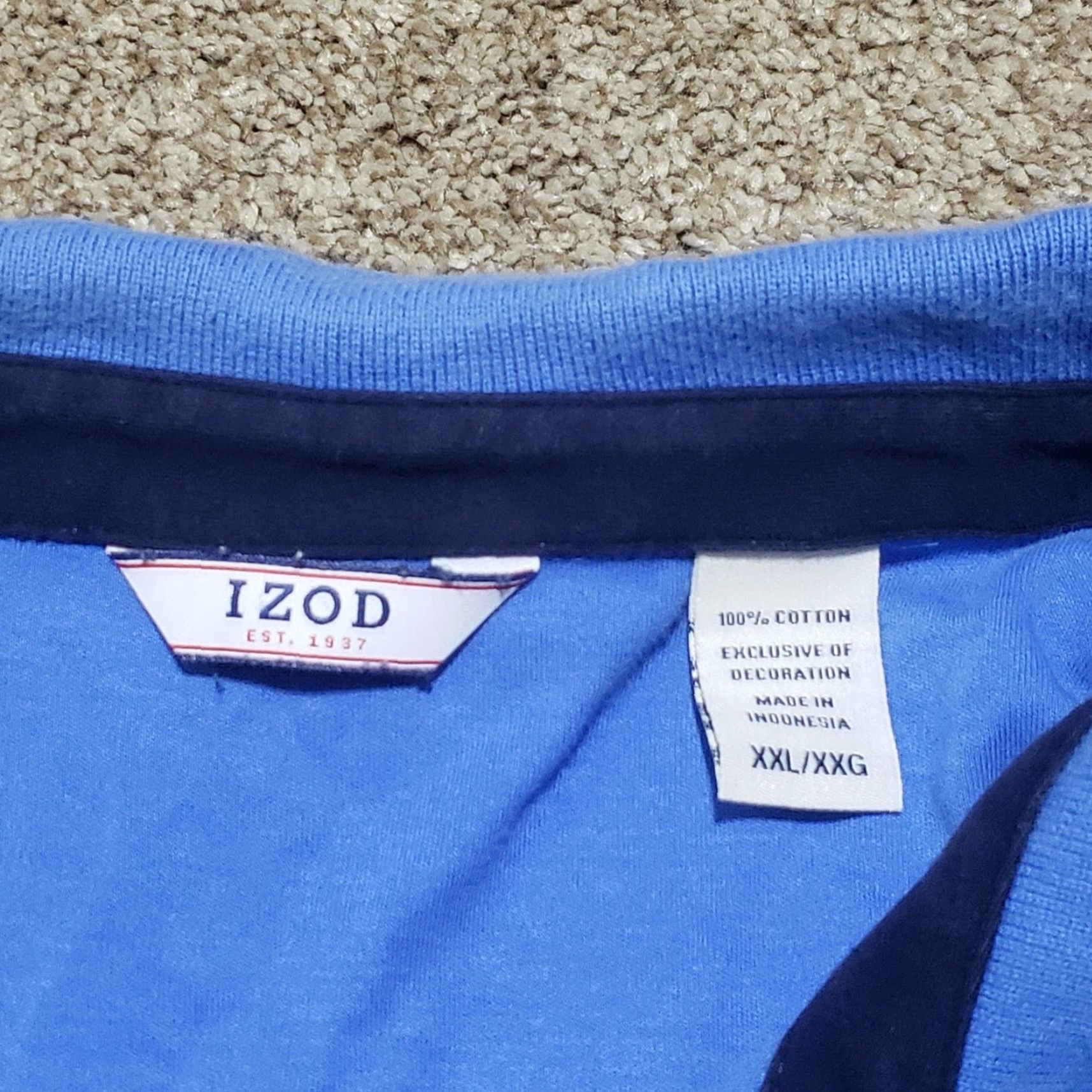 Izod VINTAGE IZOD Polo Shirt Men Adult Short Sleeve Blue 2XL Casual Sports Size US XXL / EU 58 / 5 - 3 Thumbnail