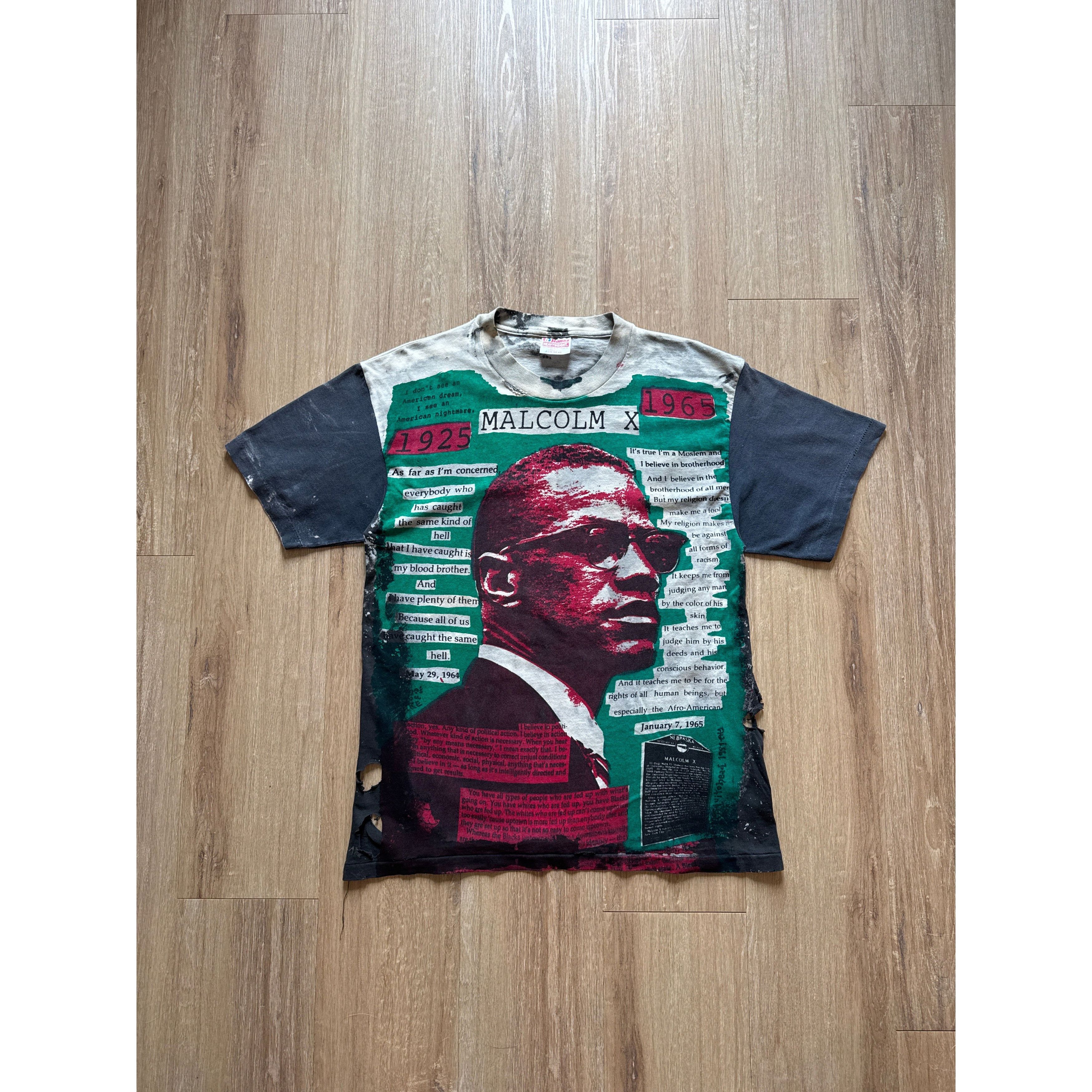 Vintage Vintage 90s Malcolm X Mosquito Head Thrashed Tee Size US L / EU 52-54 / 3 - 1 Thumbnail