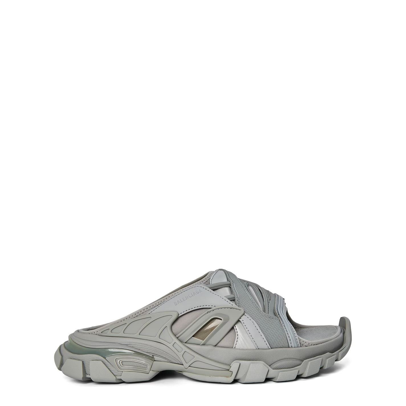 Balenciaga o1g2r1mq0226 Track Slide Flat Sandals In Grey Size US 7 / EU 40 - 1 Thumbnail