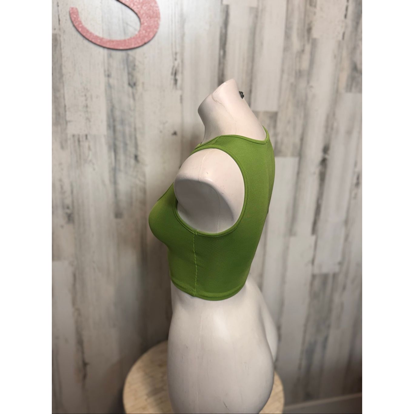 Other Pull & Bear Lime Green Cutout Tank Top | Ribbed Asymmetrical Size XS / US 0-2 / IT 36-38 - 4 Thumbnail