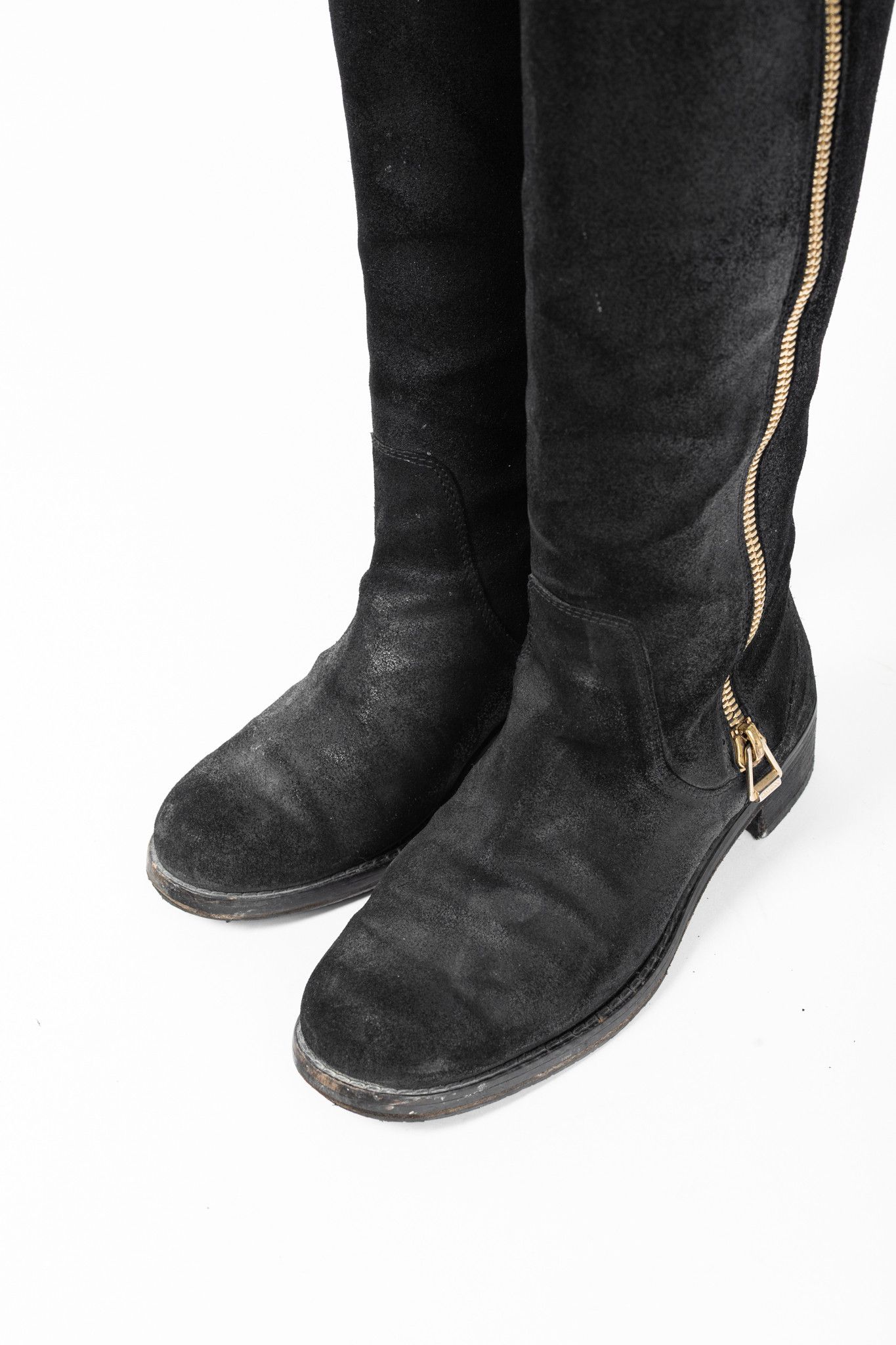 Jimmy Choo Jimmy Choo Doreen Black Rugged Suede Knee-High Boots Size US 7 / IT 37 - 6 Thumbnail