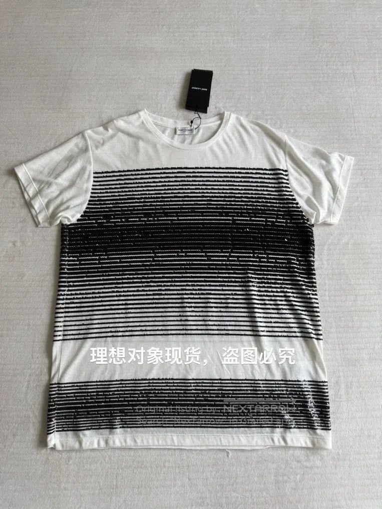 Saint Laurent Paris Saint Laurent Paris White T-Shirt with Black Scale Knit Size US L / EU 52-54 / 3 - 3 Thumbnail