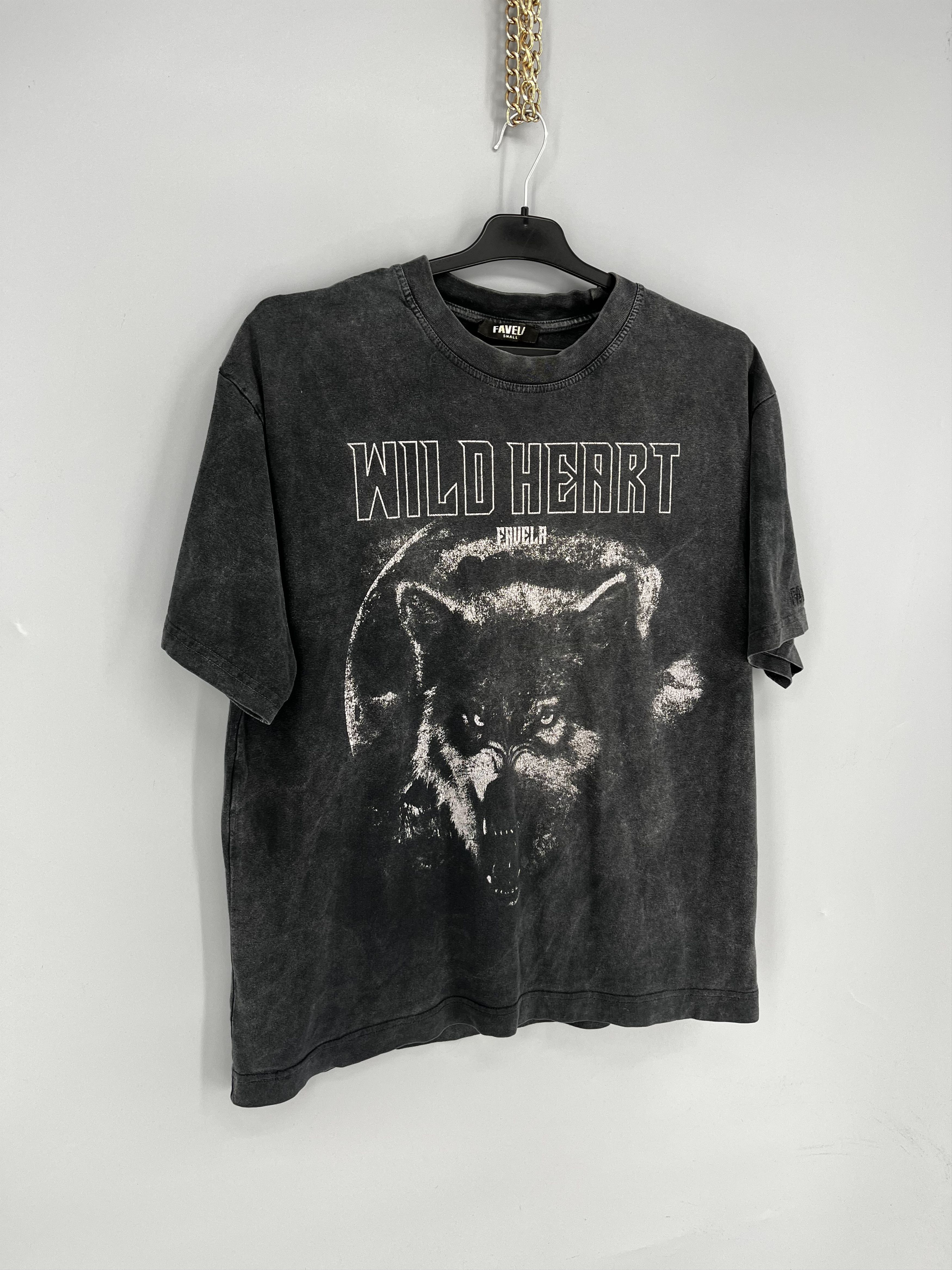 FAVELA FAVELA Vintage Wolf Tee “Wild Heart” Washed Black S Size US S / EU 44-46 / 1 - 2 Thumbnail