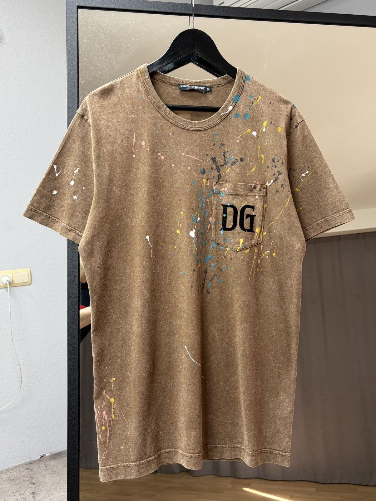 Vintage Dolce & Gabbana Paint Splatter Tee Brown DG Archive