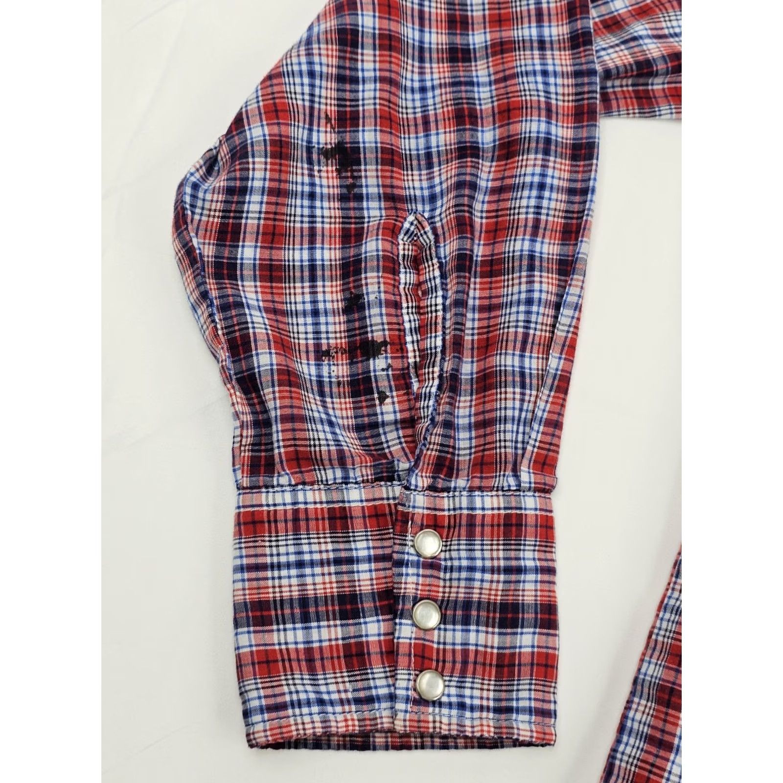 Vintage VINTAGE Rustler X-Long Tails Shirt LOT x 2 Pearl Snap Western Work Shirt Men L Blue Red Size US L / EU 52-54 / 3 - 5 Thumbnail