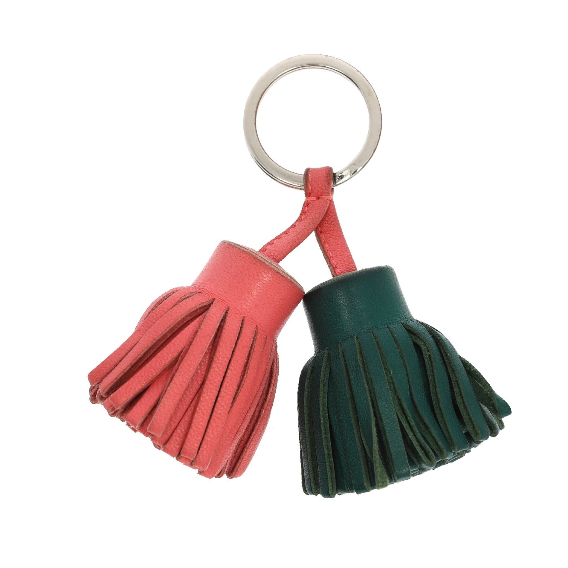image of Hermes Carmen Keychain In Multicolor Leather in Black, Women's