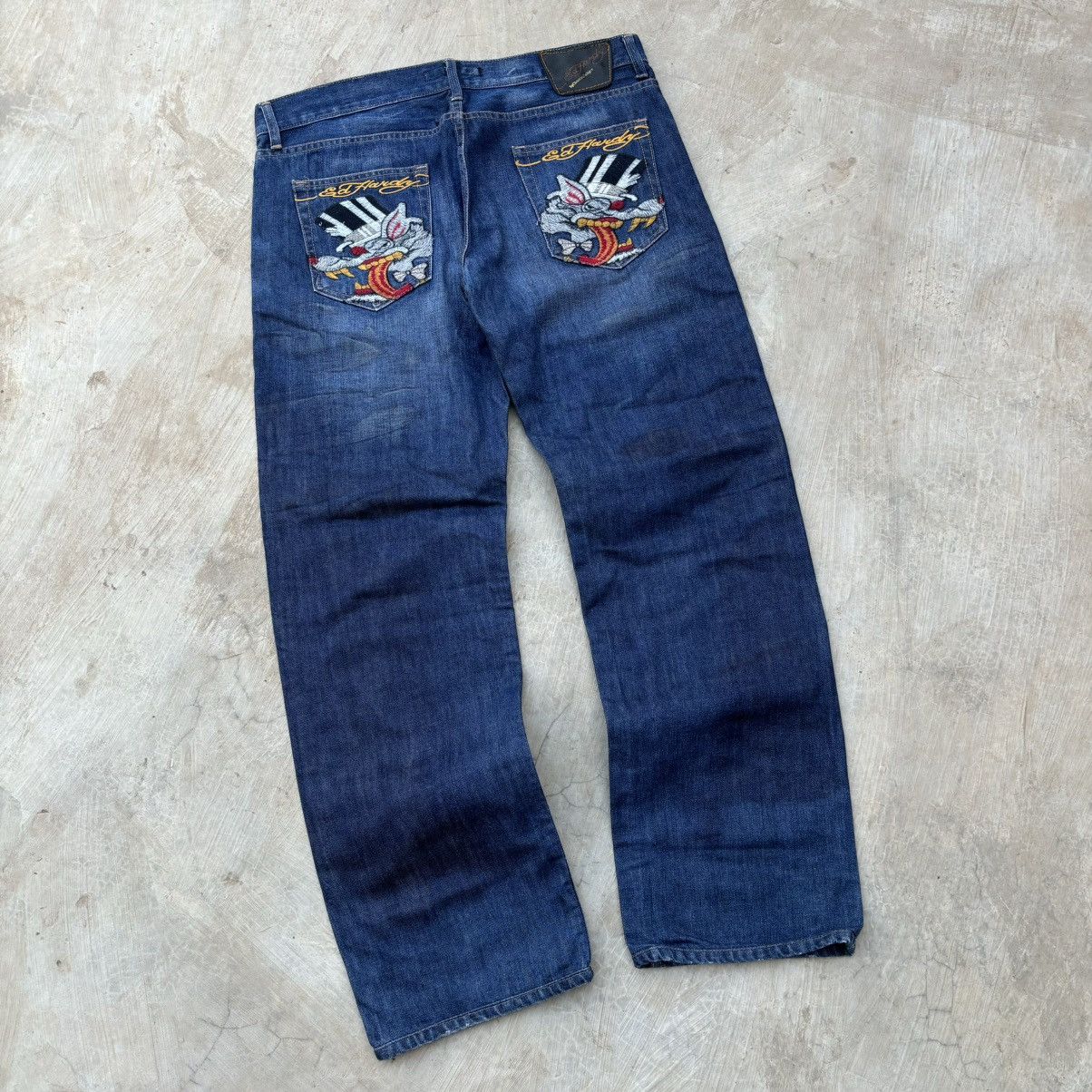 Ed Hardy Rare💥Crazy Vintage 90s Edhardy Joker Panther Jeans Size US 36 / EU 52 - 1 Thumbnail