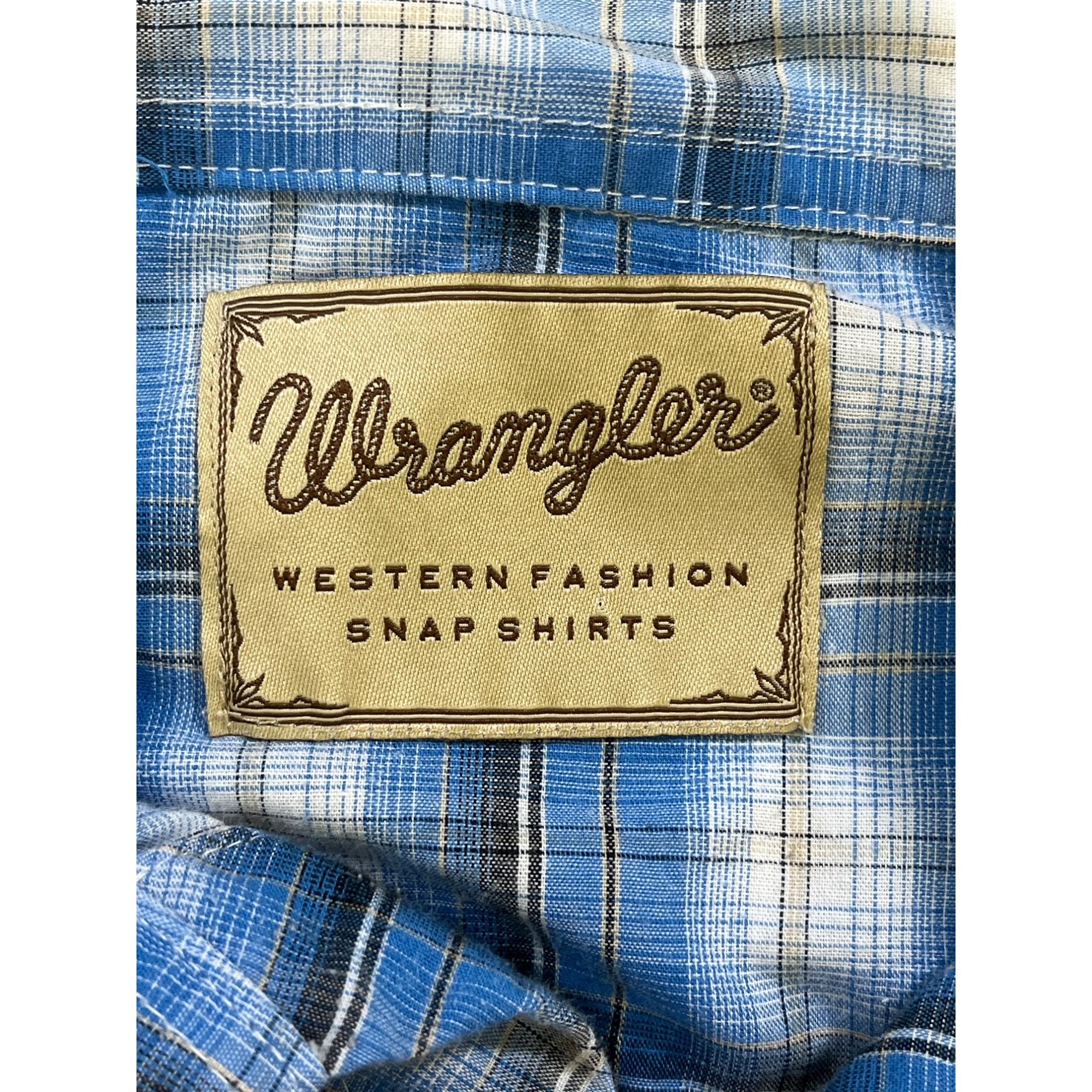 Wrangler Wrangler SKU 7777 Mens Blue Plaid Long Sleeve Pearl Snap Wes Size US XL / EU 56 / 4 - 10 Thumbnail