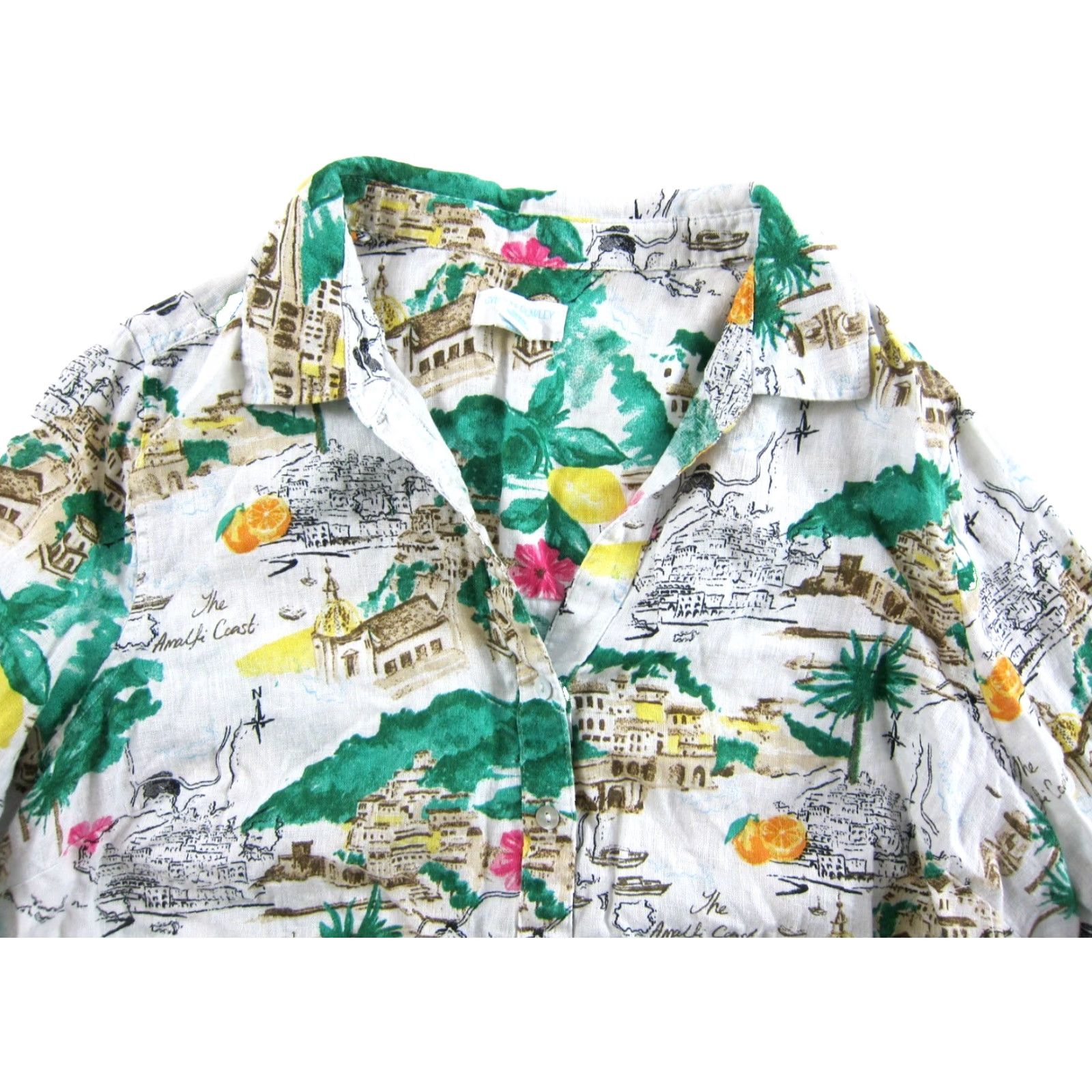 Cynthia Rowley Cynthia Rowley Blouse Shirt 1X Green Amalfi Coast 100% Linen Long Sleeve Size XL / US 12-14 / IT 48-50 - 4 Thumbnail