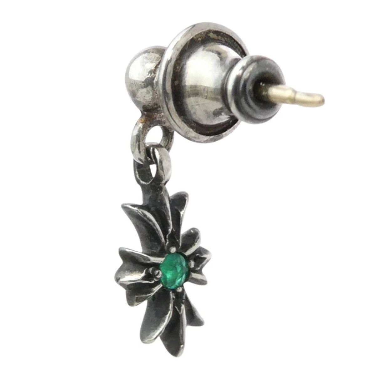 Chrome Hearts Chrome Hearts Emerald Tiny CH Cross Drop Earring Size ONE SIZE - 2 Thumbnail