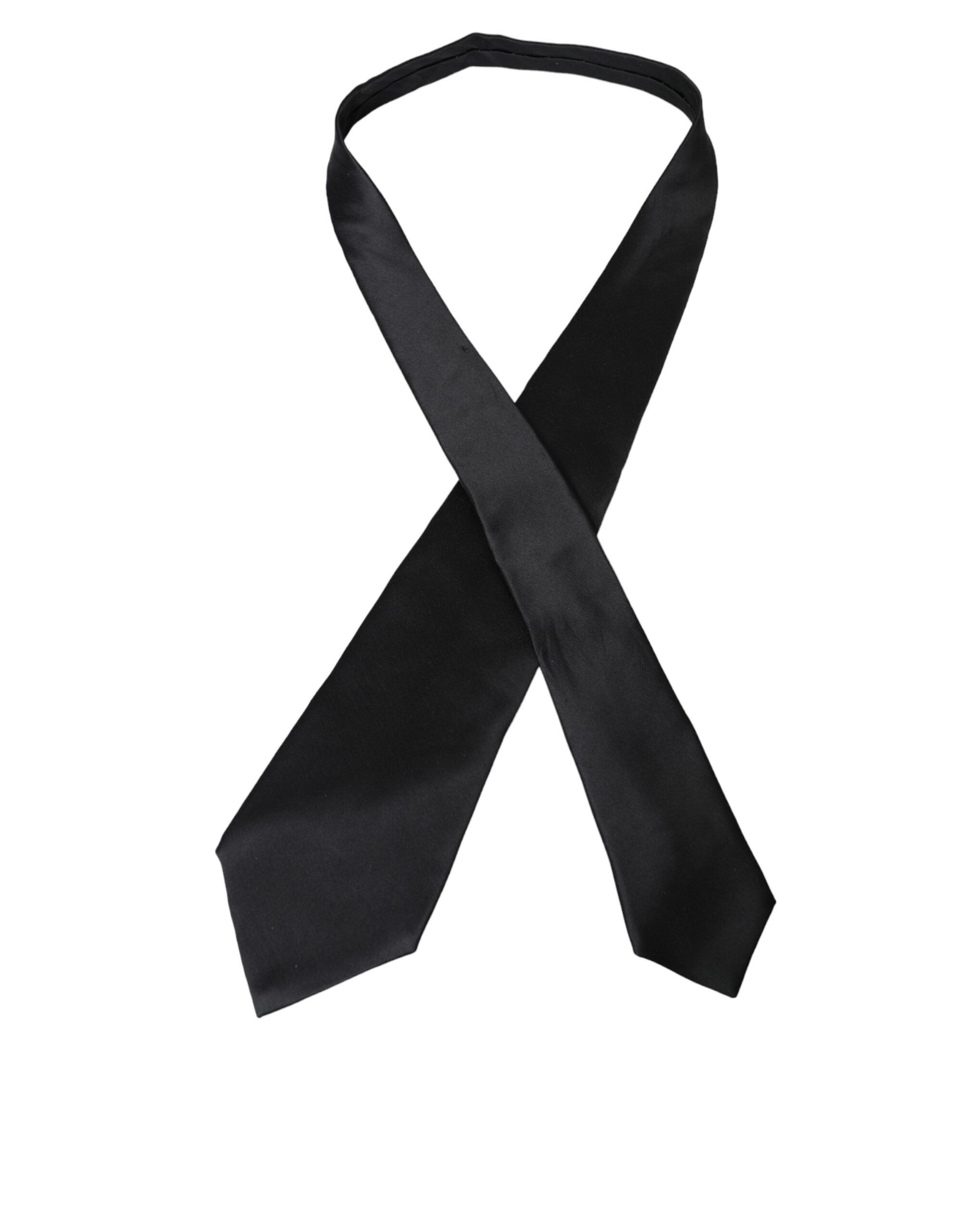 Dolce & Gabbana Black Solid Silk Adjustable Tie Men's Men Size ONE SIZE - 1 Thumbnail
