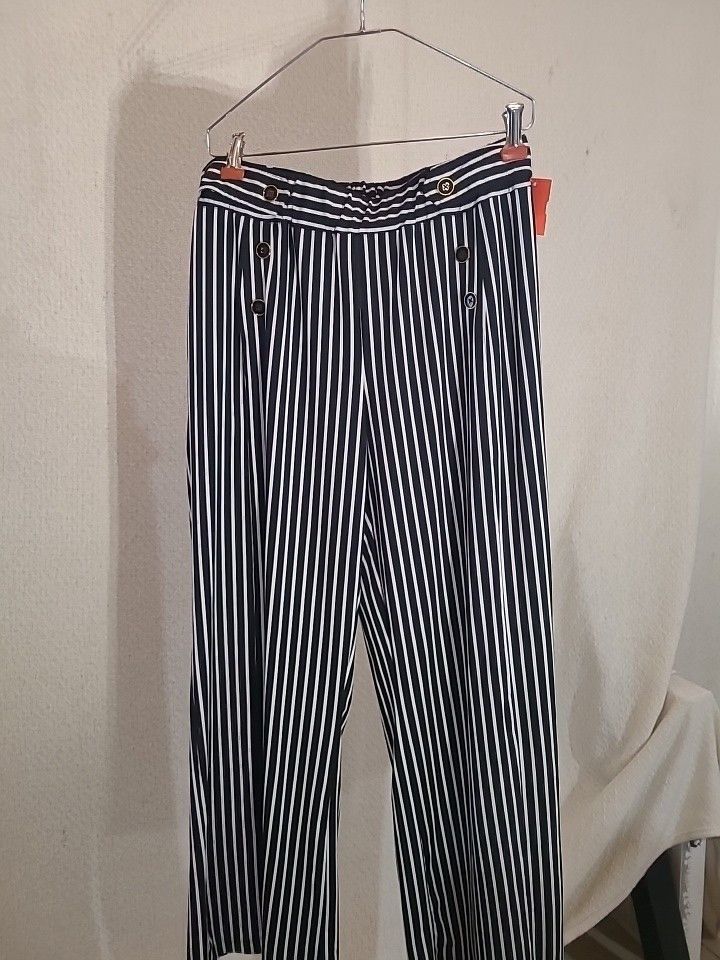 Other SABRINA Lauren Womens SZ L Black and White Striped Pants Size 34" / US 12 / IT 48 - 1 Thumbnail