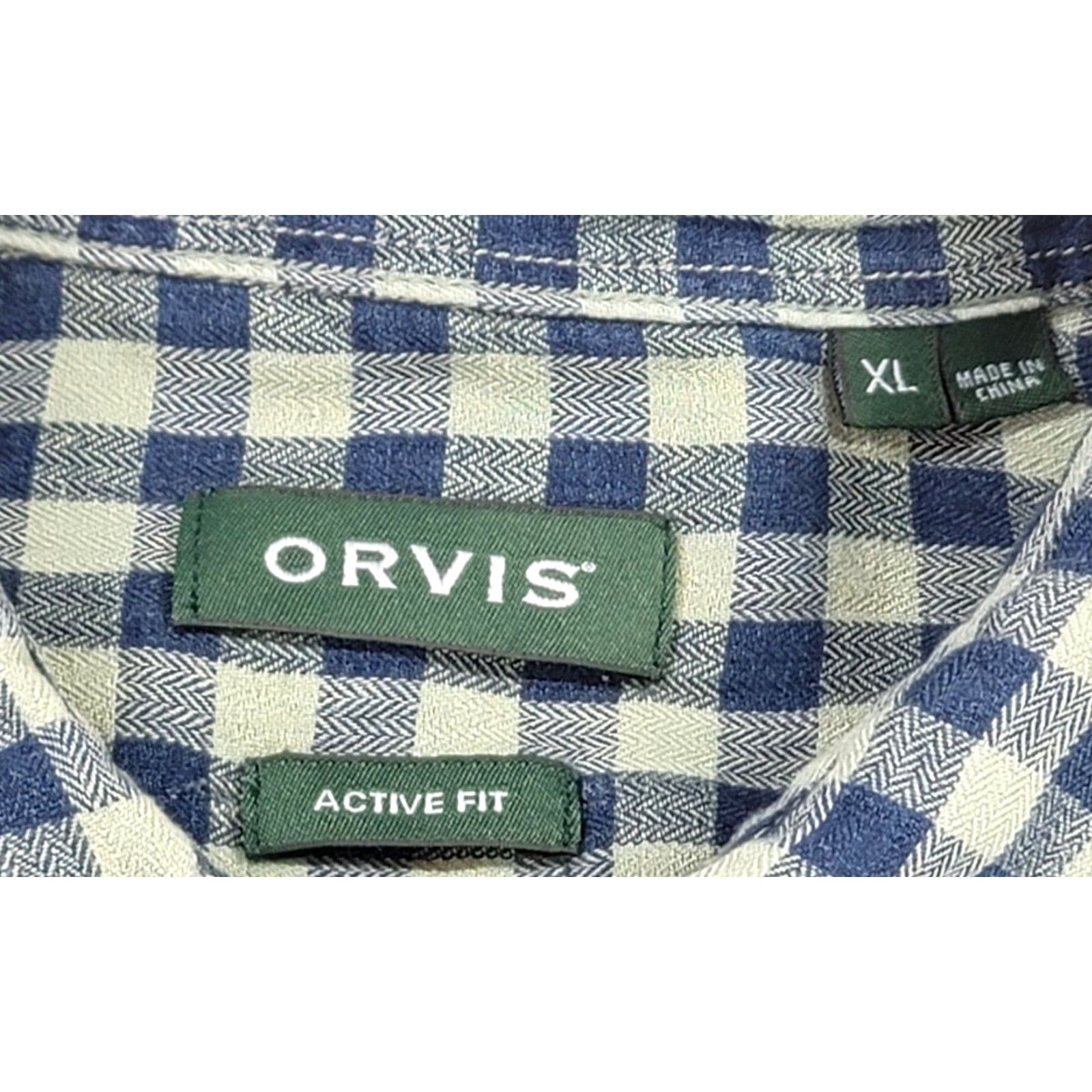 Orvis Orvis Men Active Fit Linen Blend Soft Gingham Blue Green Long Sleeve Shirt XL Size US XL / EU 56 / 4 - 5 Thumbnail