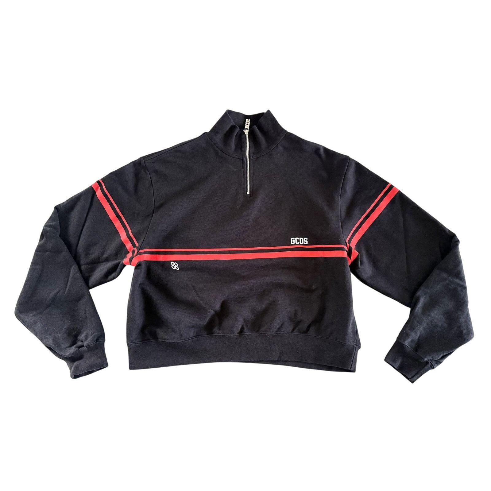 GCDS GCDS Striped Mock Neck Track Sweatshirt Black Red Size US L / EU 52-54 / 3 - 1 Thumbnail