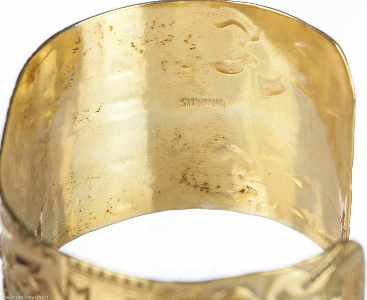 Designer 18kt Gold Vermeil Sterling Tribal Cuff Bracelet Alberto Juan Size ONE SIZE - 5 Thumbnail