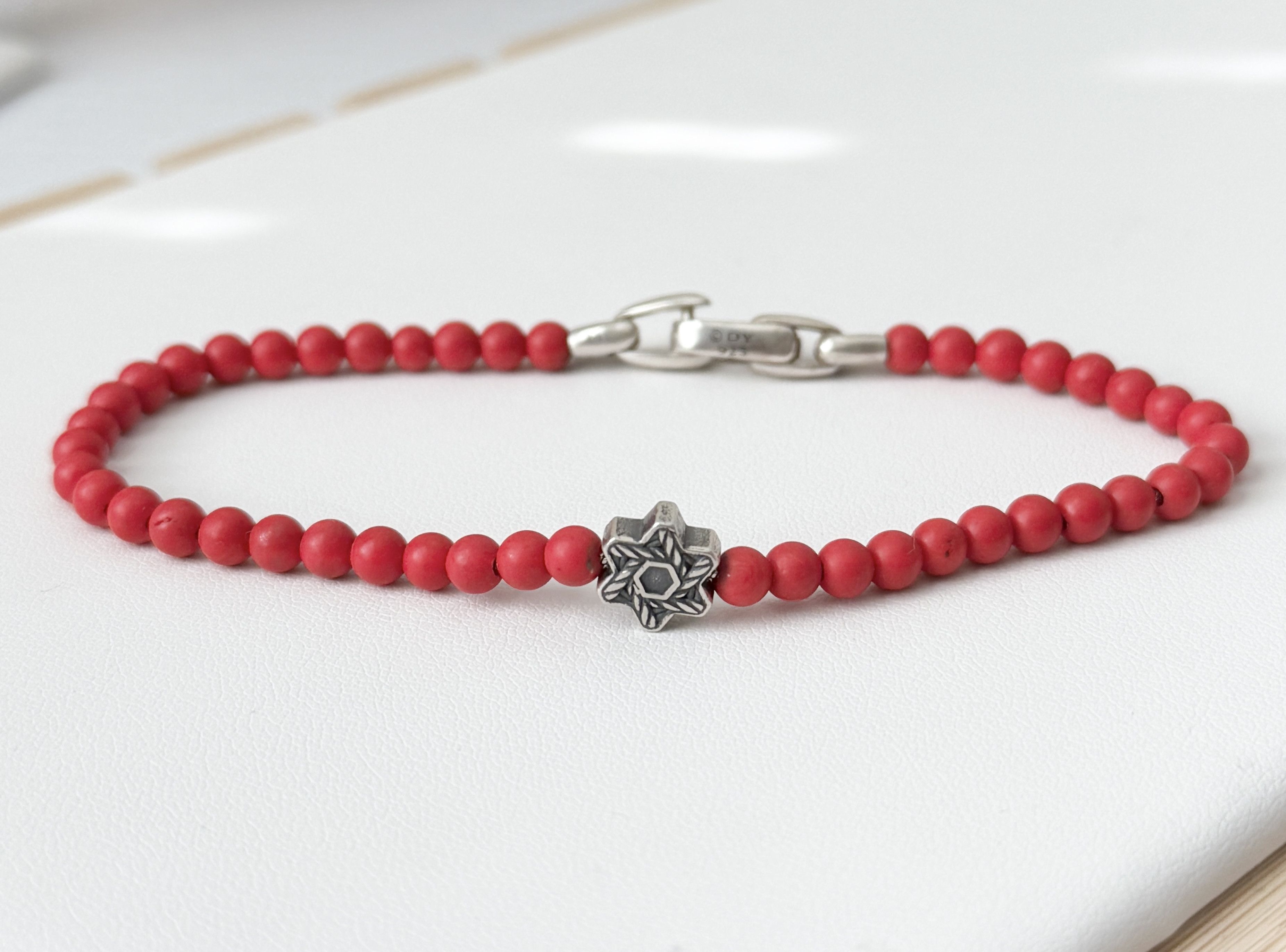 David Yurman David Yurman Silver Red Coral Spiritual Bead Bracelet Size ONE SIZE - 2 Thumbnail