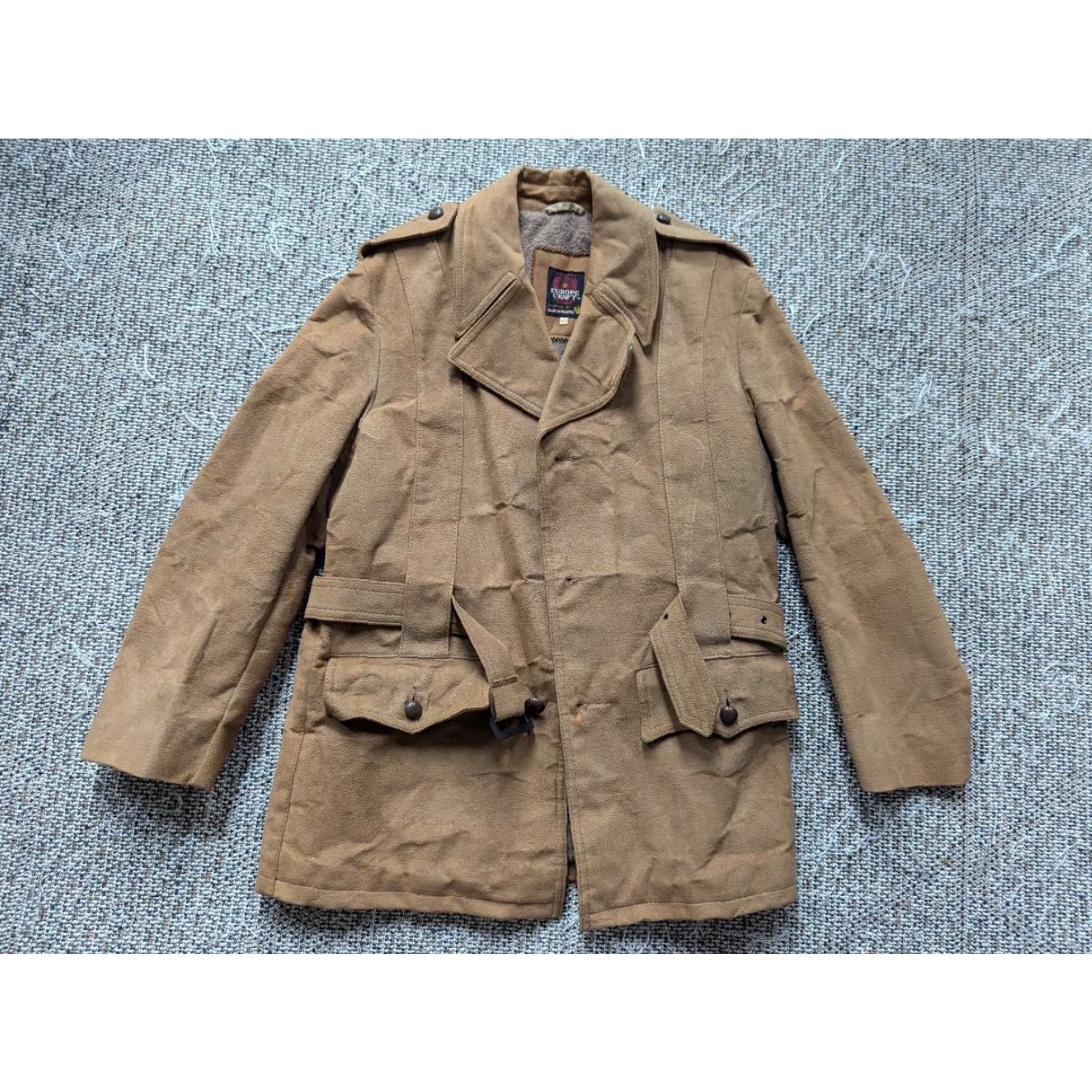 Vintage VINTAGE overcoat Shirt Mens M Brown faux suede leather belted Norfolk Sherlock 40 40 Chest 32" 22" 19" 25" 90s Size US M / EU 48-50 / 2 - 5 Thumbnail