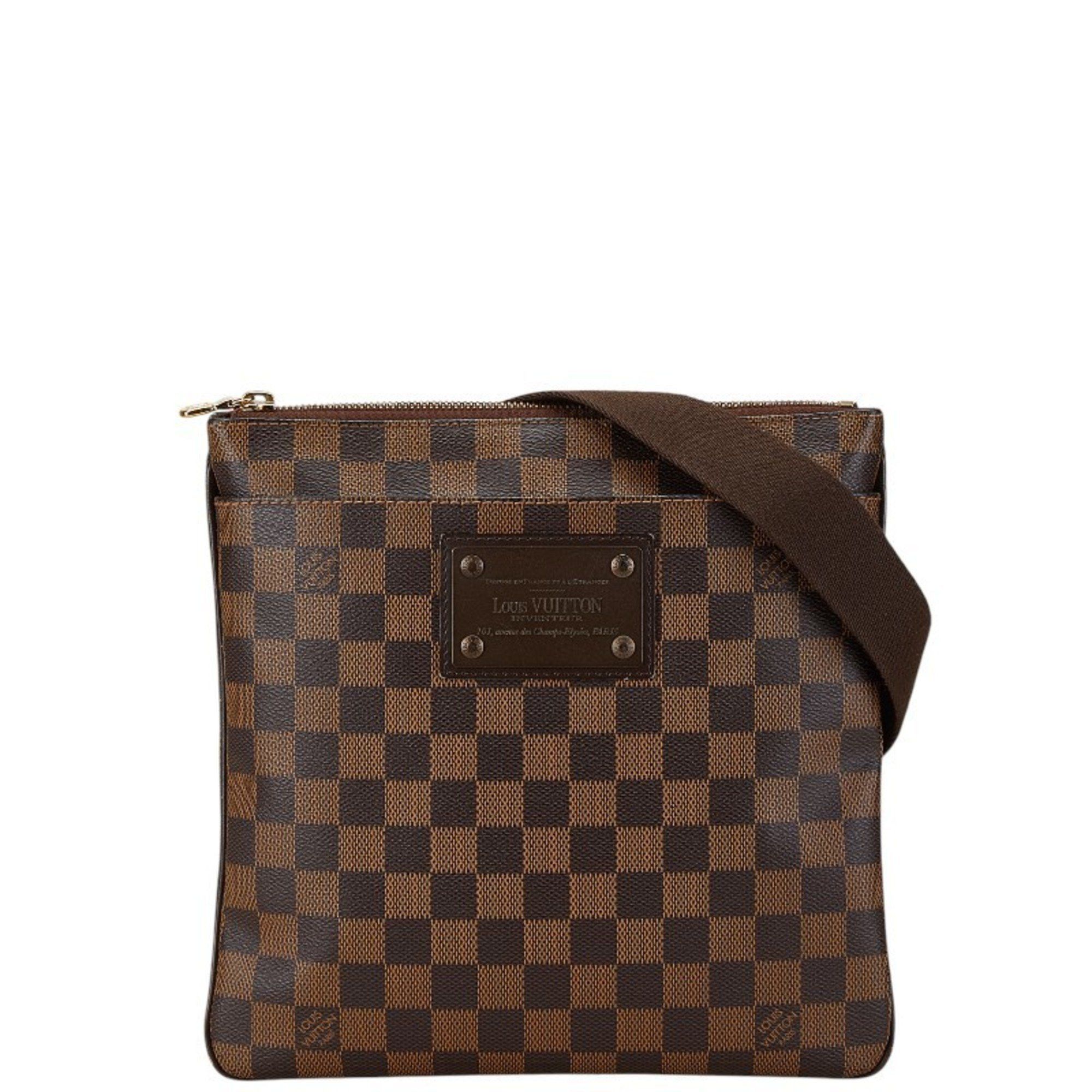 Louis Vuitton Louis Vuitton Damier Pochette Platt Brooklyn Shoulder Bag N41100 Brown PVC Leather Women's LOUIS VUITTON Size ONE SIZE - 1 Thumbnail
