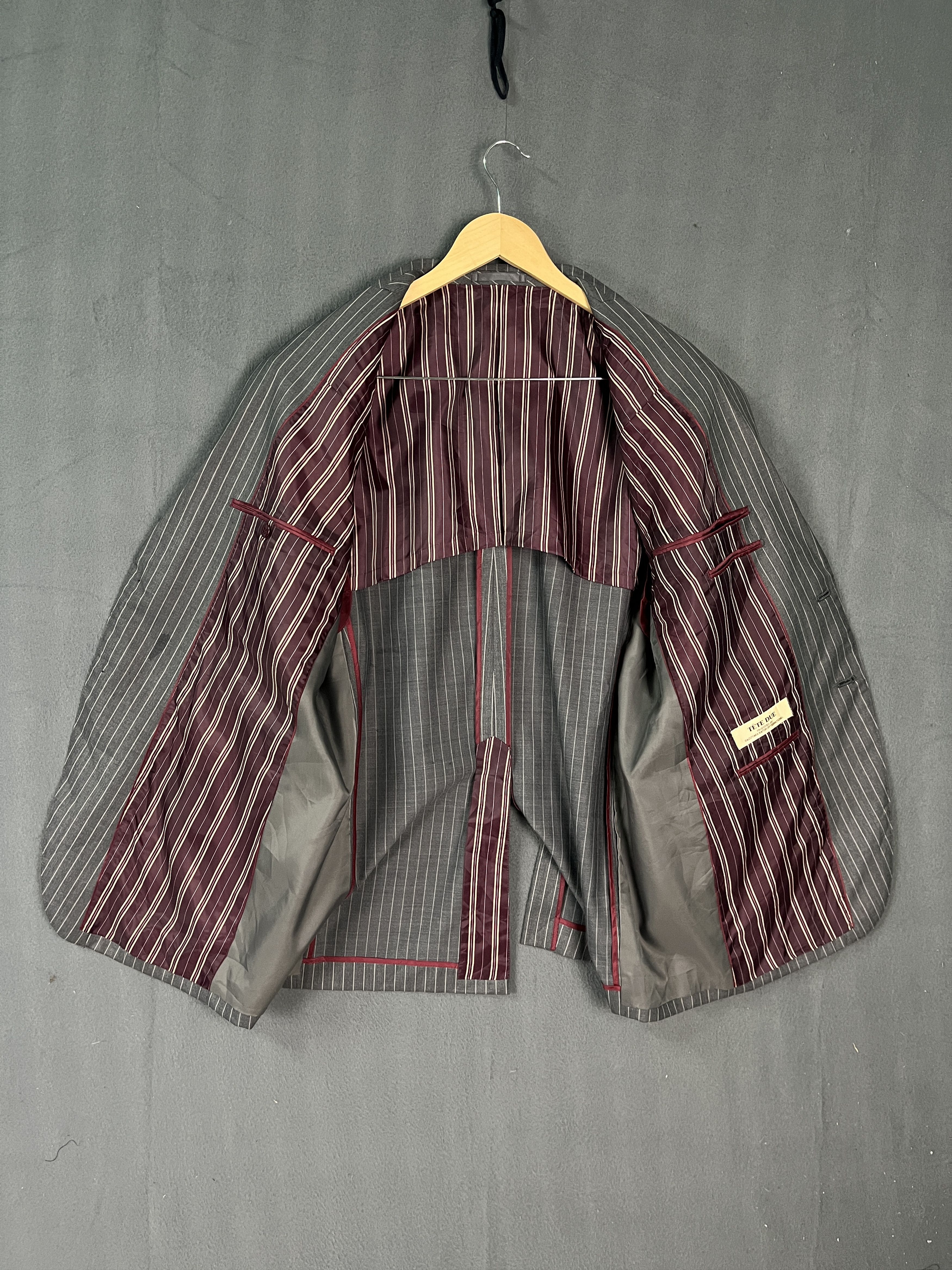 Tete Homme Tete Due by Kazutaka Katoh Stripes Blazer Japanese Designer Size 44R - 7 Thumbnail