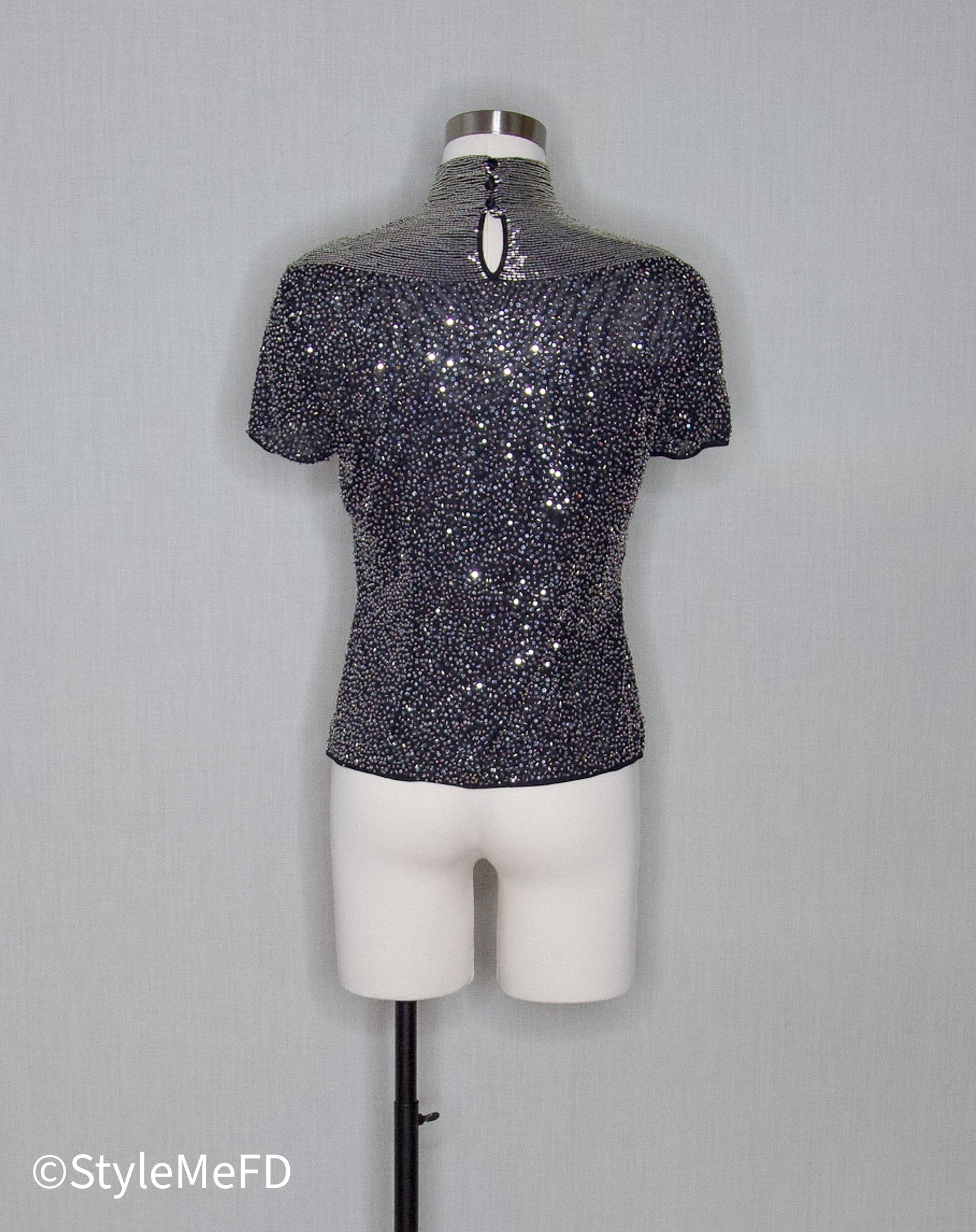 Escada ESCADA VINTAGE Beaded Black Top Size S / US 4 / IT 40 - 3 Thumbnail