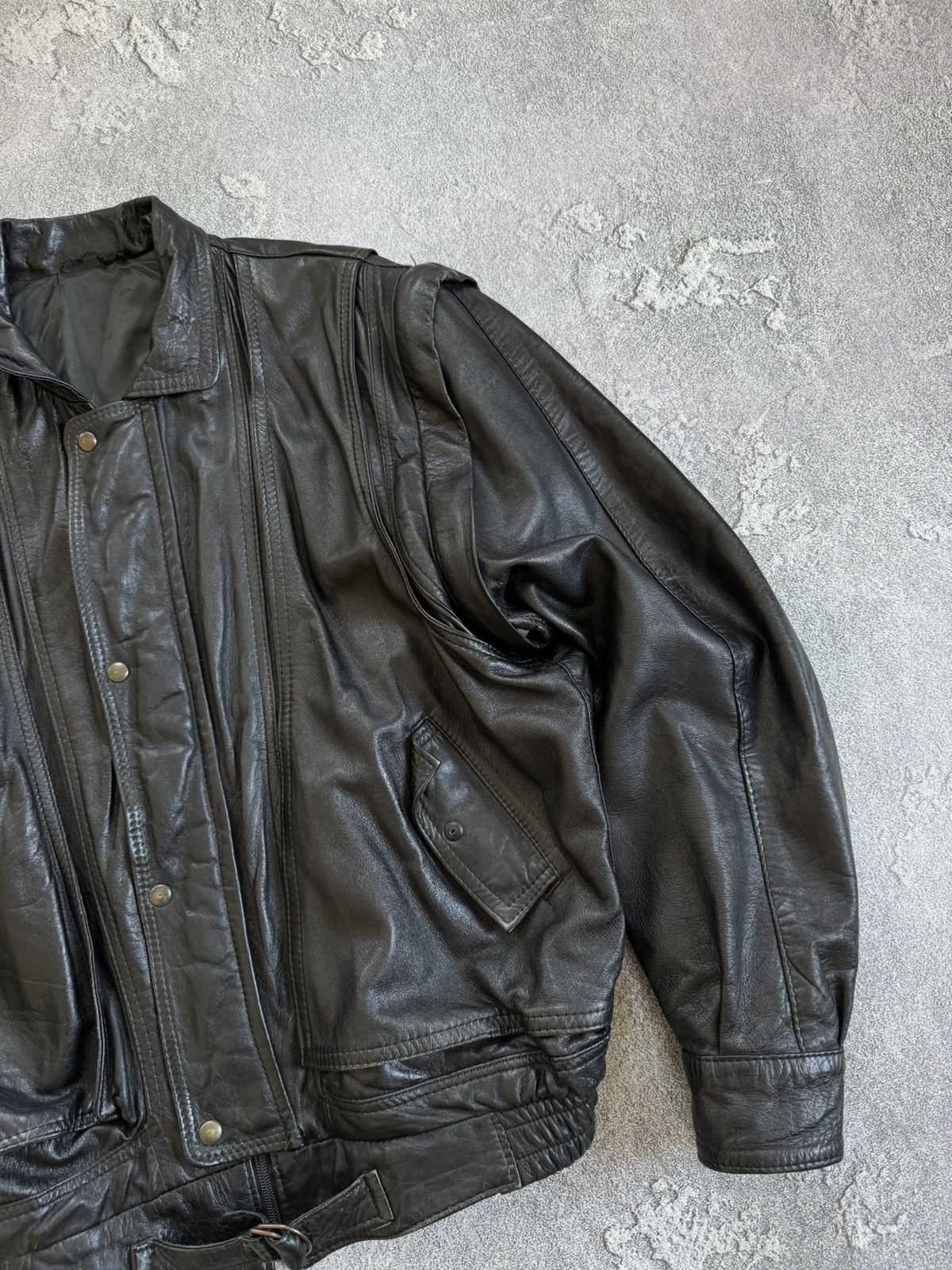 Vintage Leather L aviator bomber pilot jacket transformer vest coat Size US L / EU 52-54 / 3 - 7 Thumbnail
