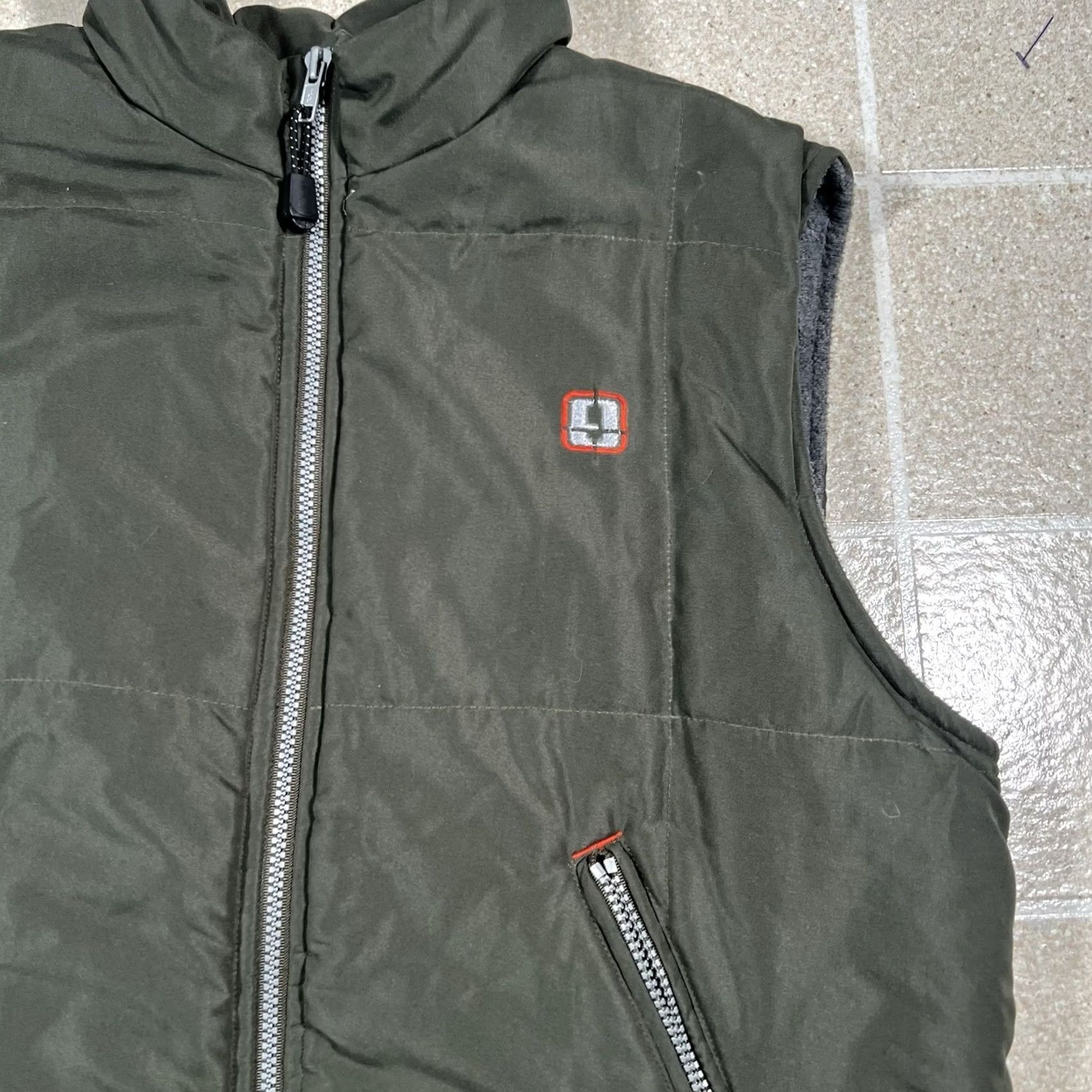 Olive VINTAGE Trans Nine Olive Green Fleece Lined Nylon Puffer Grunge Vest Men Vest S Small Greensosis Size US S / EU 44-46 / 1 - 2 Thumbnail