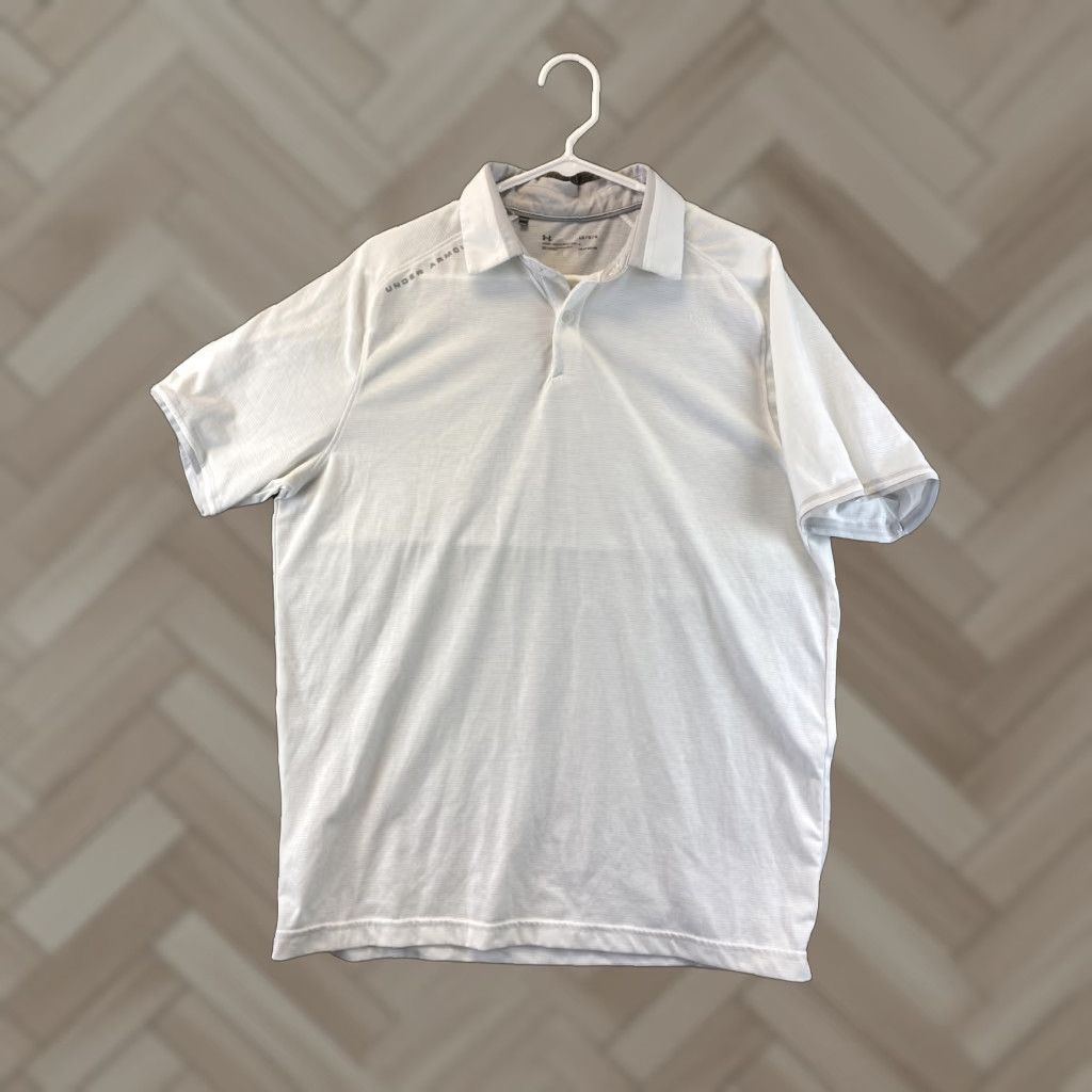Under Armour Under Armour Short Sleeve Polo Shirt Heatgear Loose Mens Sz L White /72-55 Size US L / EU 52-54 / 3 - 1 Thumbnail