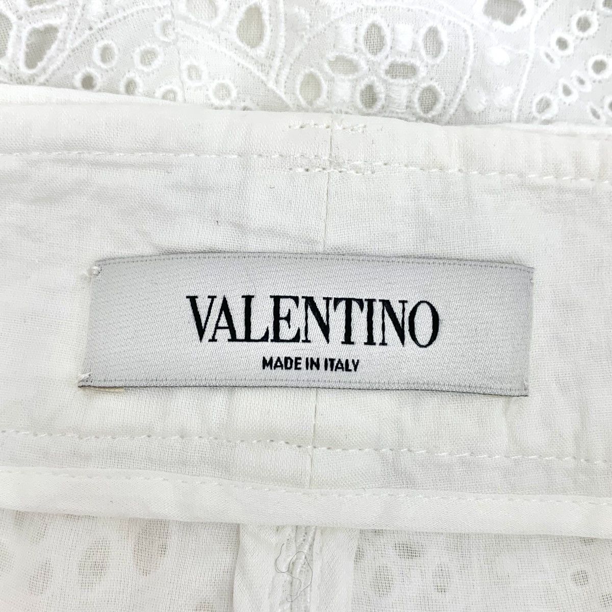 Valentino Valentino White Floral Hollow-out Wide-leg Pants K26WX Size 26" / US 2 / IT 38 - 6 Thumbnail