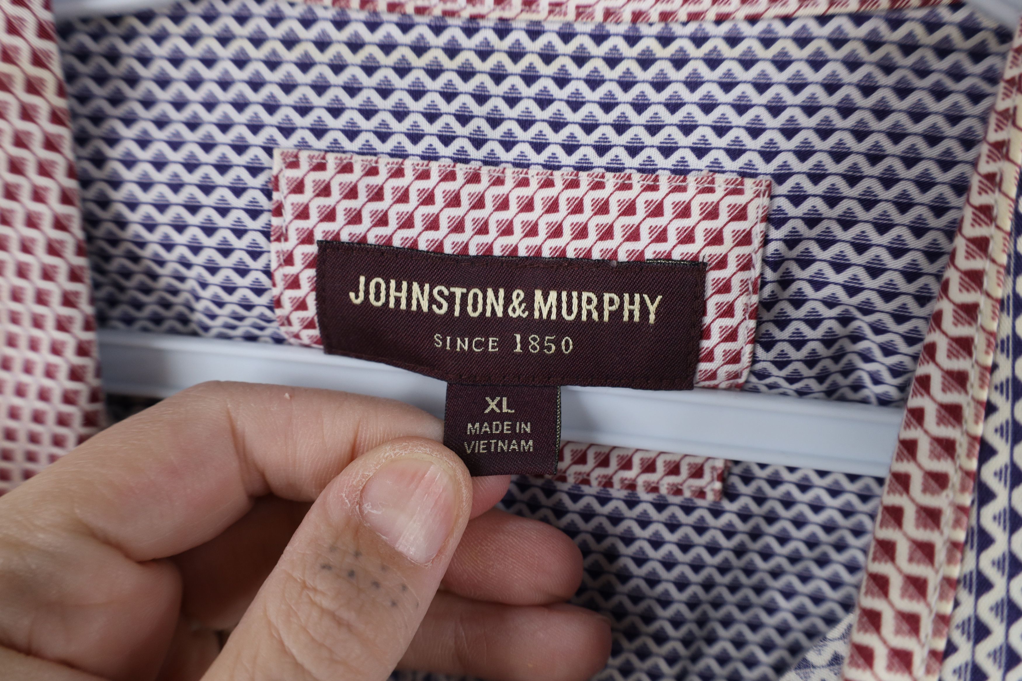 Johnston & Murphy Johnston & Murphy Geometric Collared Button Shirt Cotton Size US XL / EU 56 / 4 - 9 Thumbnail