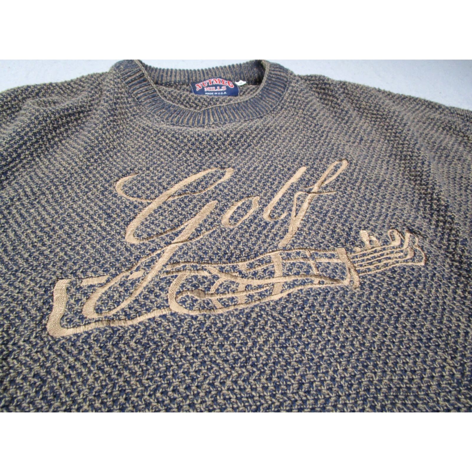 Nutmeg VINTAGE Nutmeg Mills Sweater Men’s XL Knit Crew Neck Embroidered Golf Made in USA Size US XL / EU 56 / 4 - 2 Thumbnail