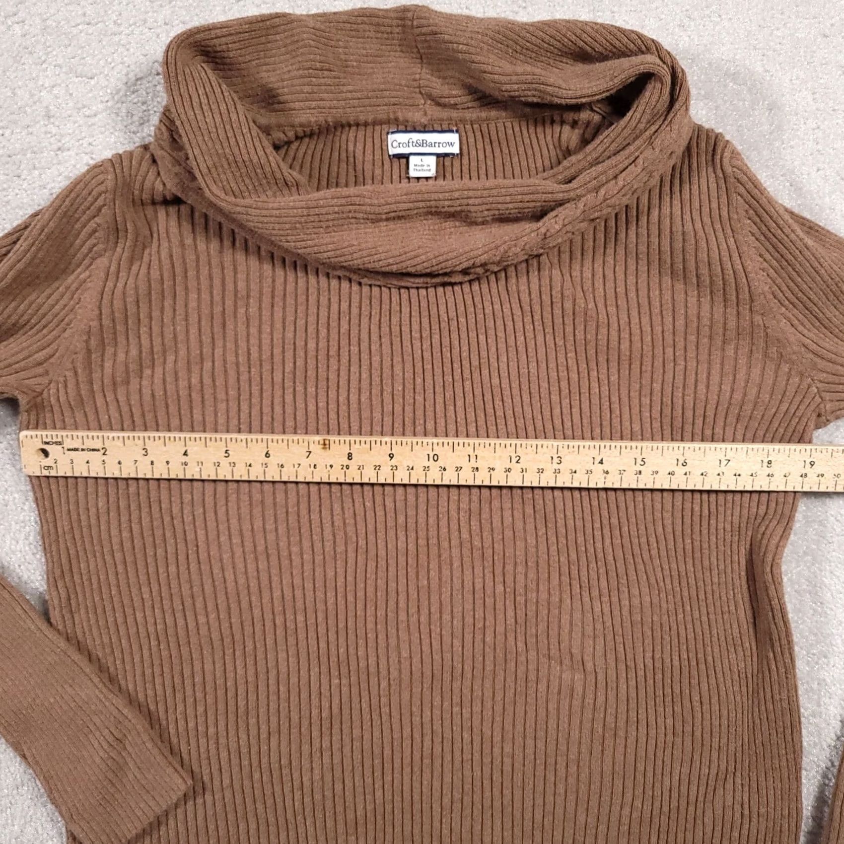 Croft & Barrow Croft & Barrow Sweater Women L Brown Cowl Neck Long Sleeve Ribbed Knit Size L / US 10 / IT 46 - 4 Thumbnail