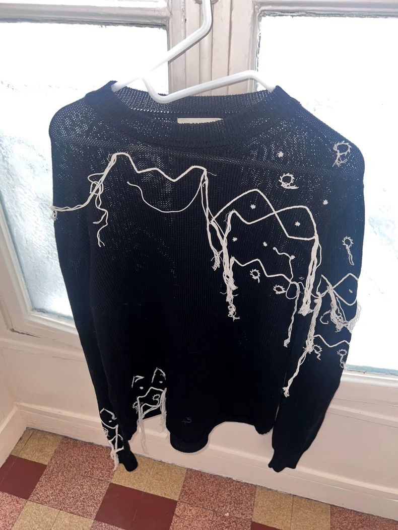 Jil Sander Jil Sander Black Sweater with Line Graffiti -dmc Size US XL / EU 56 / 4 - 1 Thumbnail