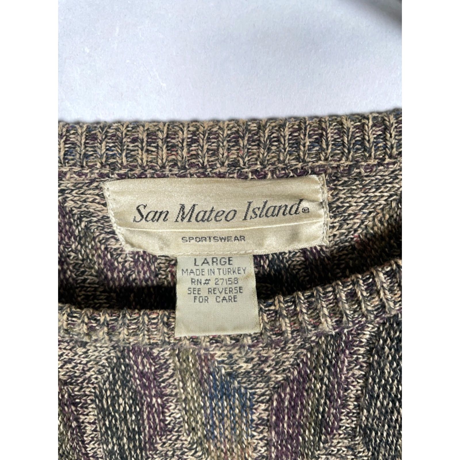 Vintage VINTAGE San Mateo Island Dad Zig Zag Pattern Green Knit Sweater Adult Large Mens Size US L / EU 52-54 / 3 - 4 Thumbnail