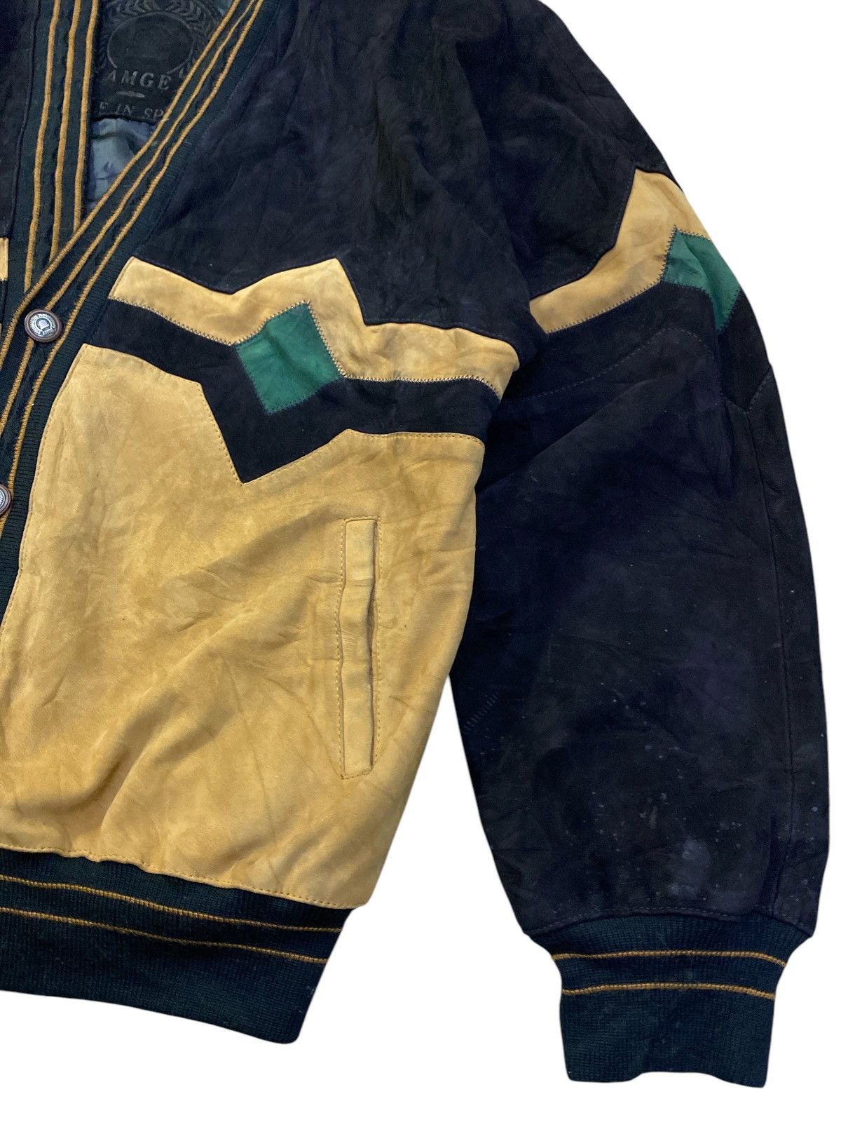 Genuine Leather × Vintage Rare Vintage AMGE Leather Jacket Cardigan Size US L / EU 52-54 / 3 - 3 Thumbnail