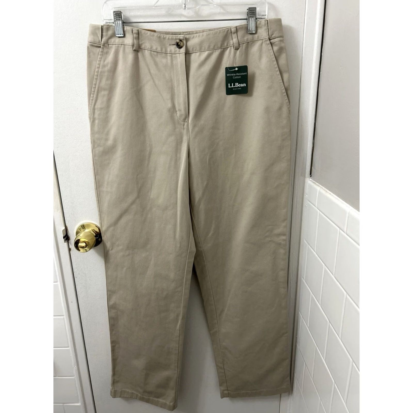 Vintage L.L.Bean Bayside Pants Womens 12x30 Tan Classic Fit Straight Wrinkle Resistant 277330 Size 34" / US 12 / IT 48 - 6 Thumbnail