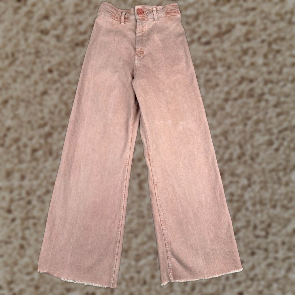 Zara Zara Jeans Women Pink Denim Wide Leg High Rise 2 24x28 Regular Cotton Blend 90s Womens Size 26" / US 2 / IT 38 - 1 Thumbnail