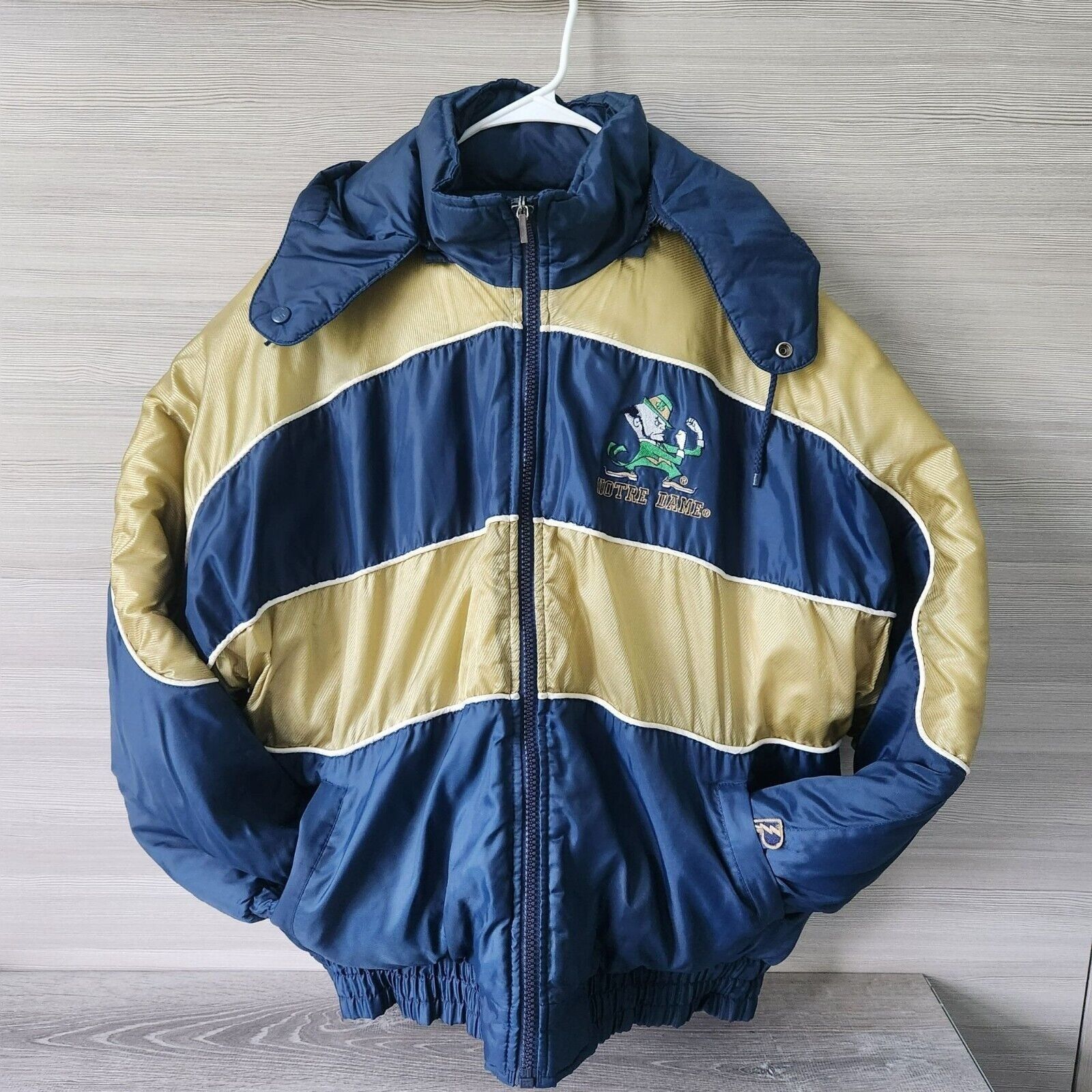 Pro Player Vtg Y2K Notre Dame Reversible Puffer Bomber Jacket Hood Embr Size US L / EU 52-54 / 3 - 2 Thumbnail