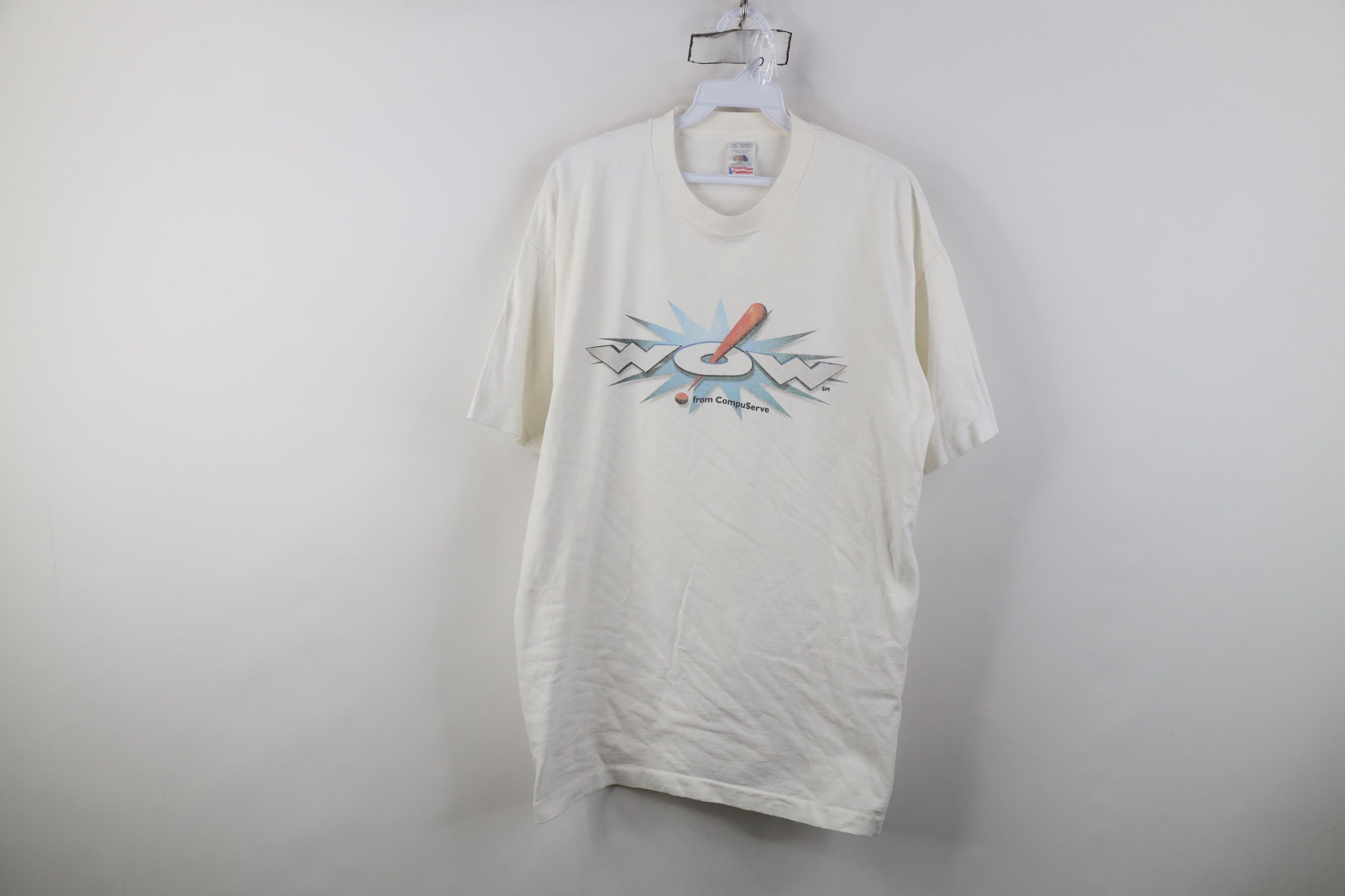 Vintage Vintage 90s WOW CompuServe Computers T-Shirt White USA Size US XL / EU 56 / 4 - 1 Thumbnail