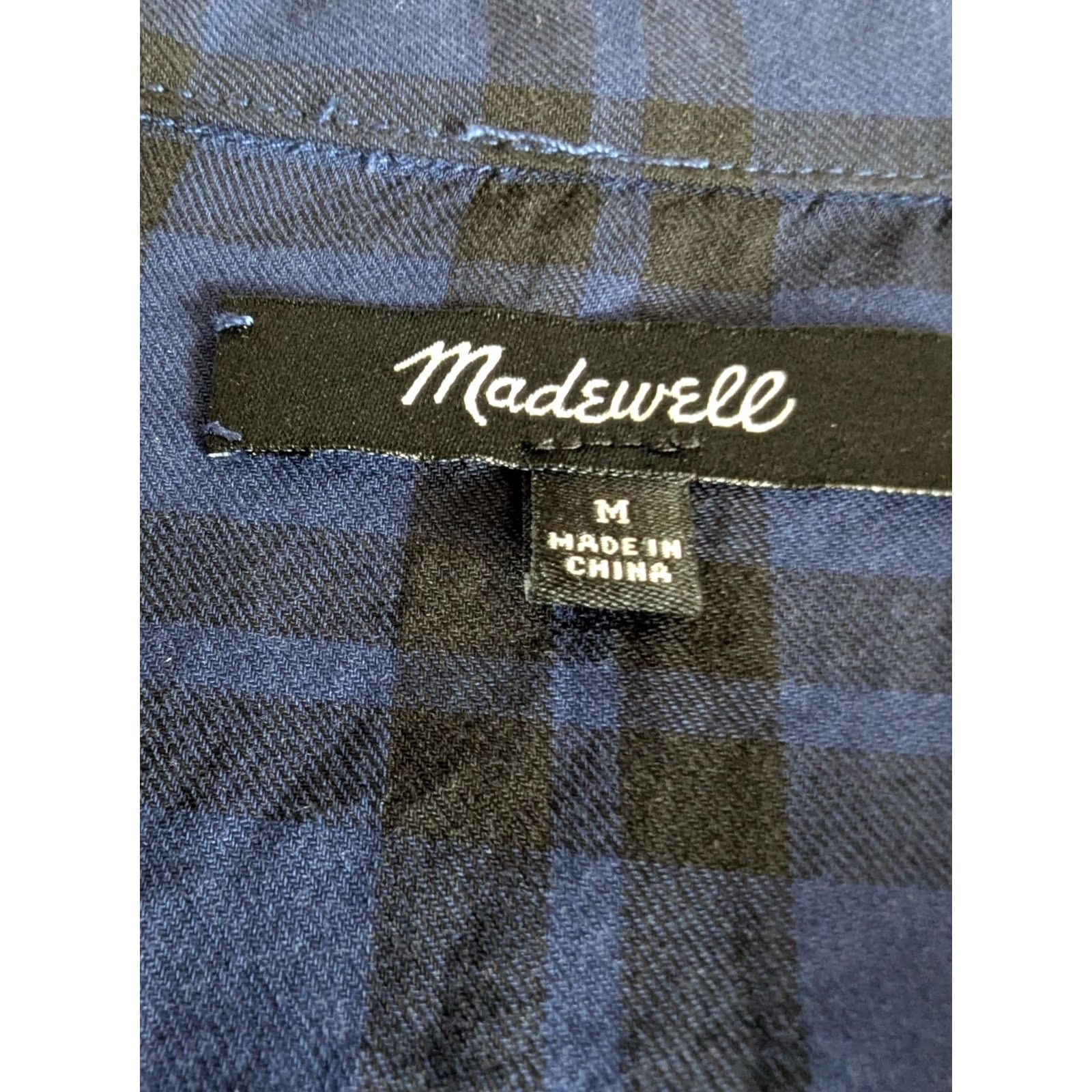 Vintage Madewell Plaid Surplice Top Blue & Black Long Sleeve Women's Casual M Size M / US 6-8 / IT 42-44 - 4 Thumbnail