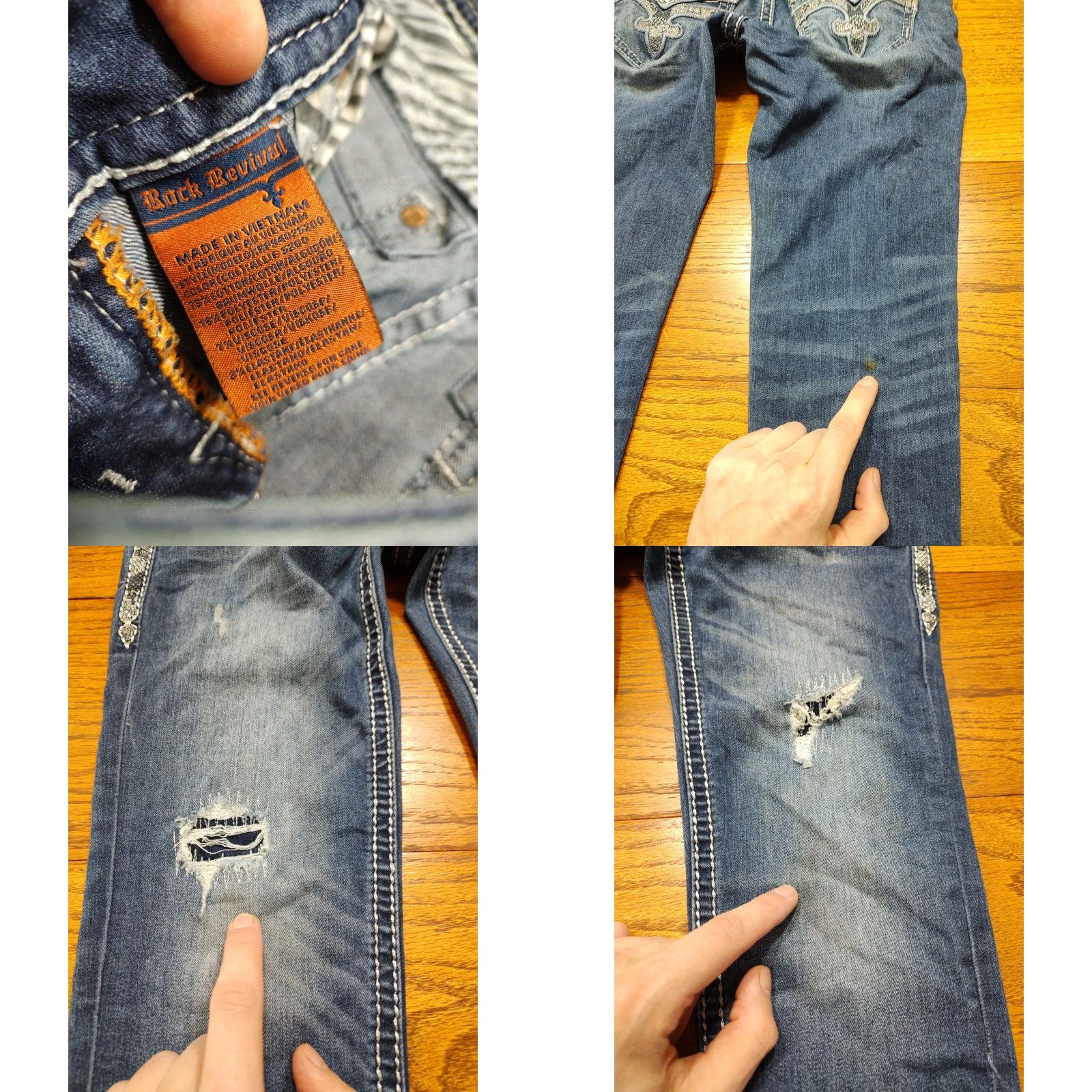 Vintage VINTAGE Rock Revival Allie Skinny Womens 26 X 29 Inseam Denim Distressed Blue Jeans Size 26" / US 2 / IT 38 - 8 Thumbnail