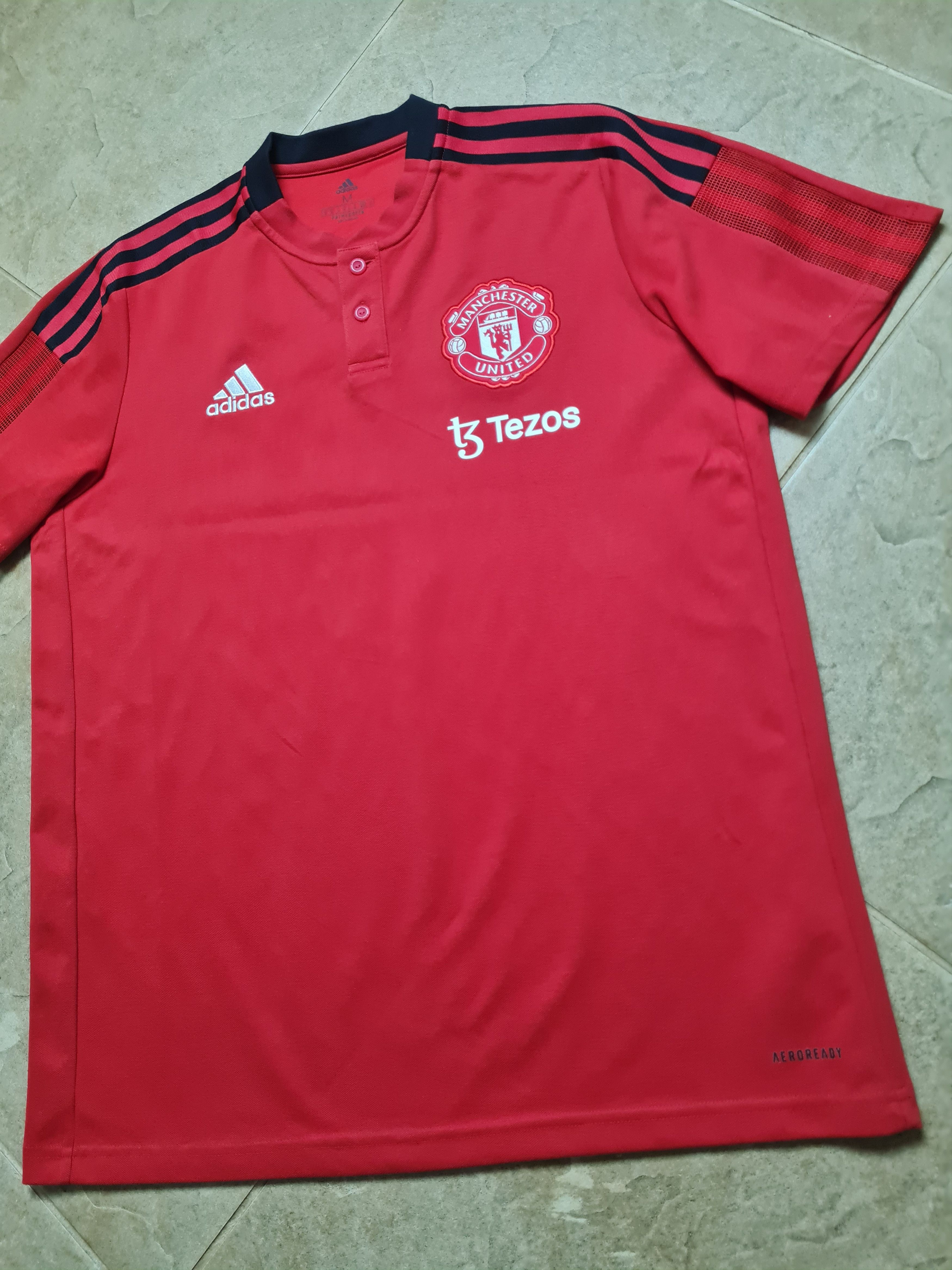 Adidas Polo Adidas Men's Red Manchester United 3-Stripes H63964 Size US M / EU 48-50 / 2 - 15 Thumbnail