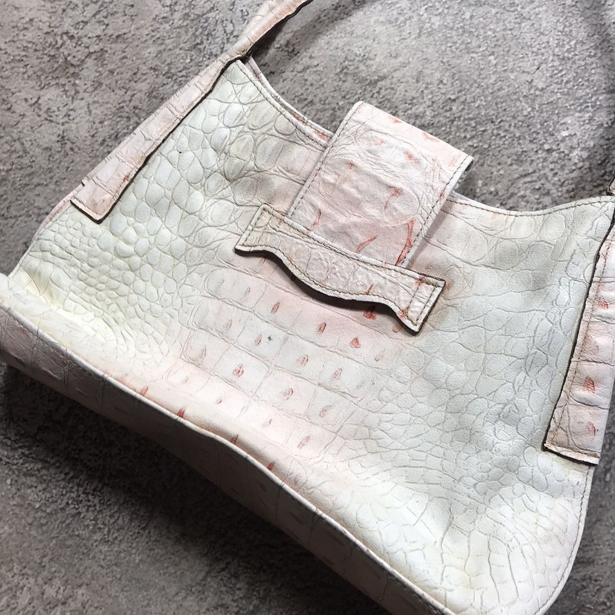 Vintage Vintage Y2K Leather Shoulder Bag Minimalist Cream Grunge OS Size ONE SIZE - 3 Thumbnail