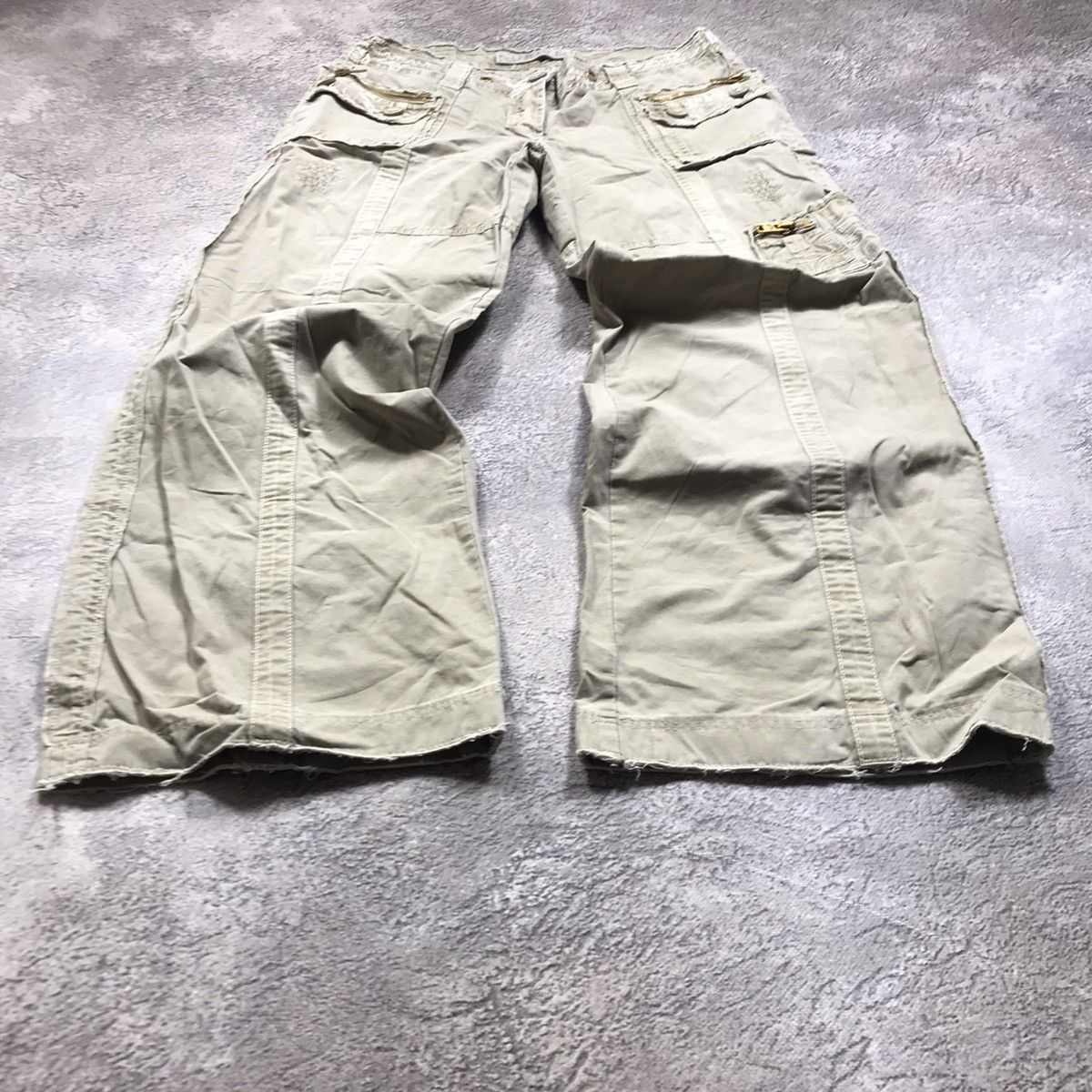 Vintage Vintage Y2K Baggy Cargo Pants Distressed Tactical Streetwear Size 29" - 2 Thumbnail