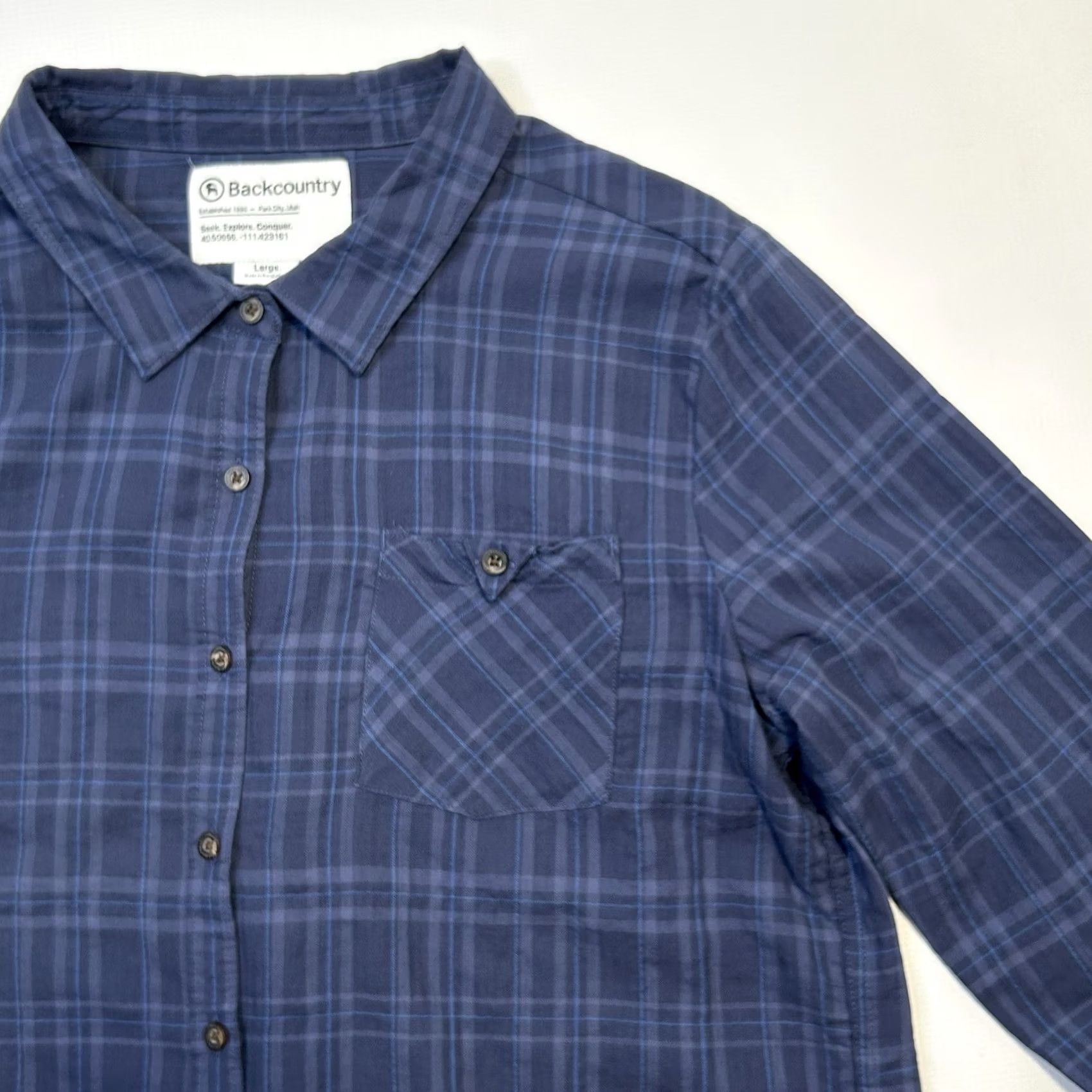 Vintage Backcountry Plaid Button Up Shirt Womens Large Blue Lightweight Casual Cozy Relaxed Fit Size L / US 10 / IT 46 - 6 Thumbnail